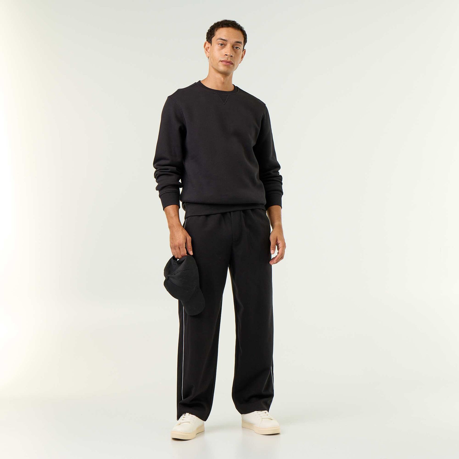 Plain Brushed Fleece Sweatshirt BLACK