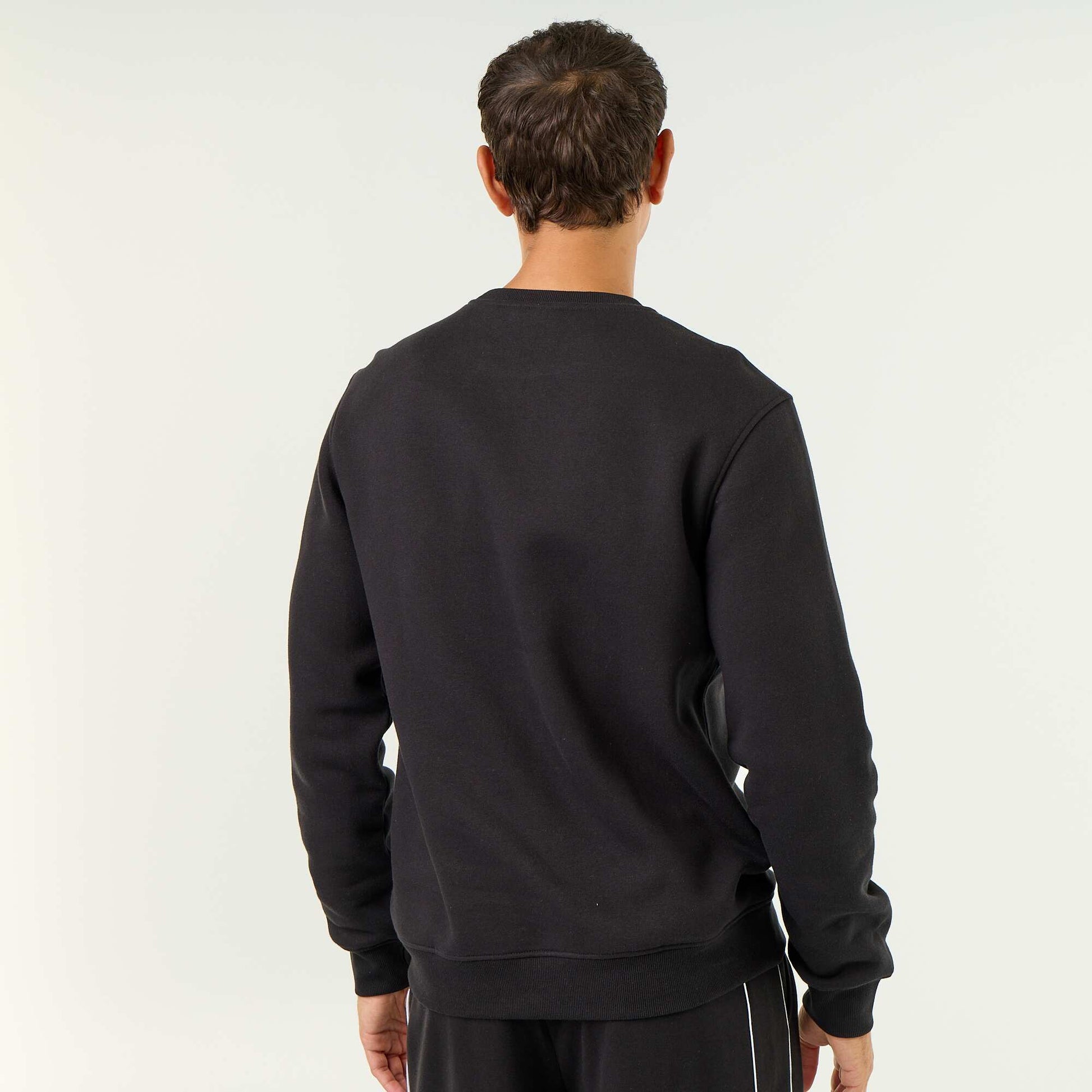 Plain Brushed Fleece Sweatshirt BLACK