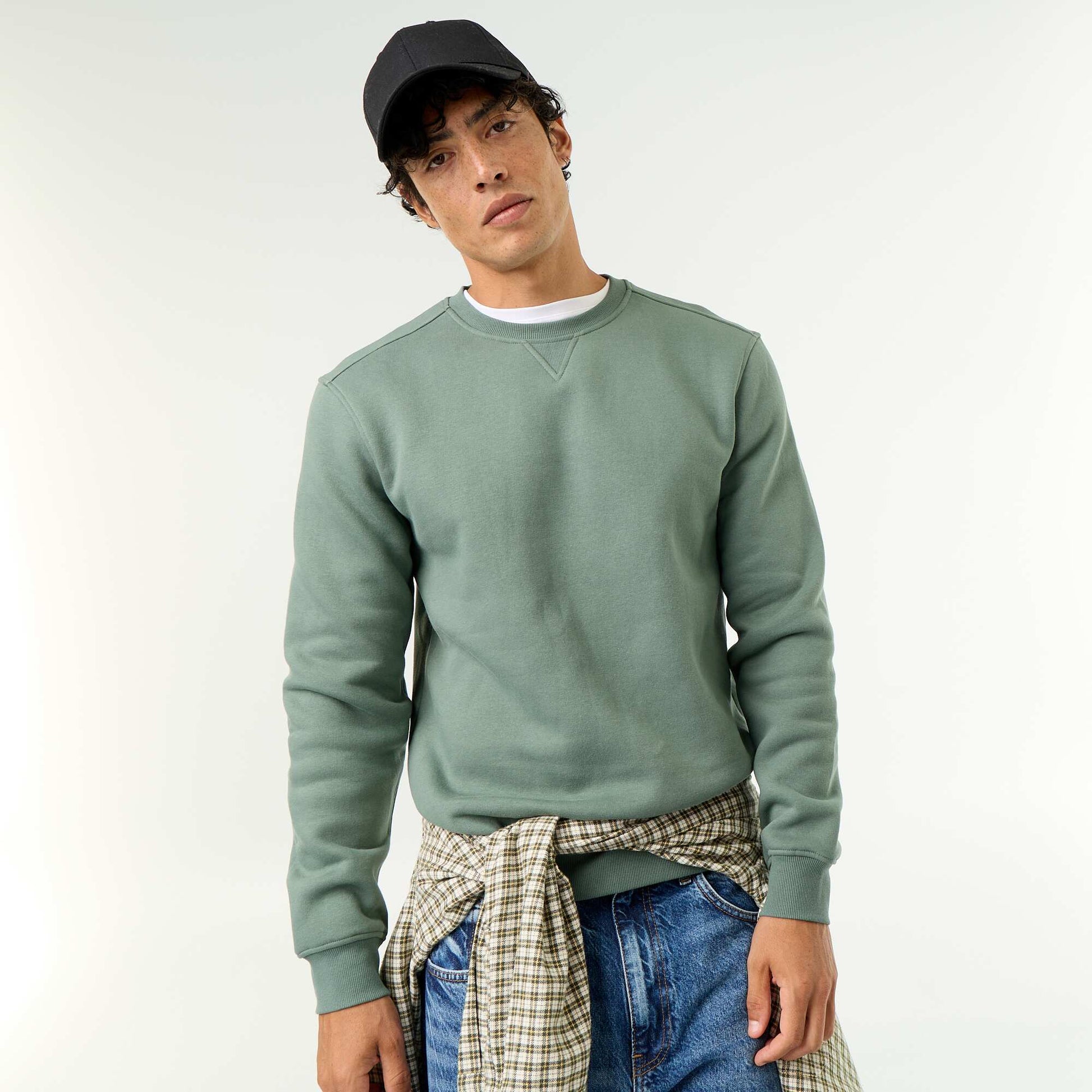Plain Brushed Fleece Sweatshirt GREEN