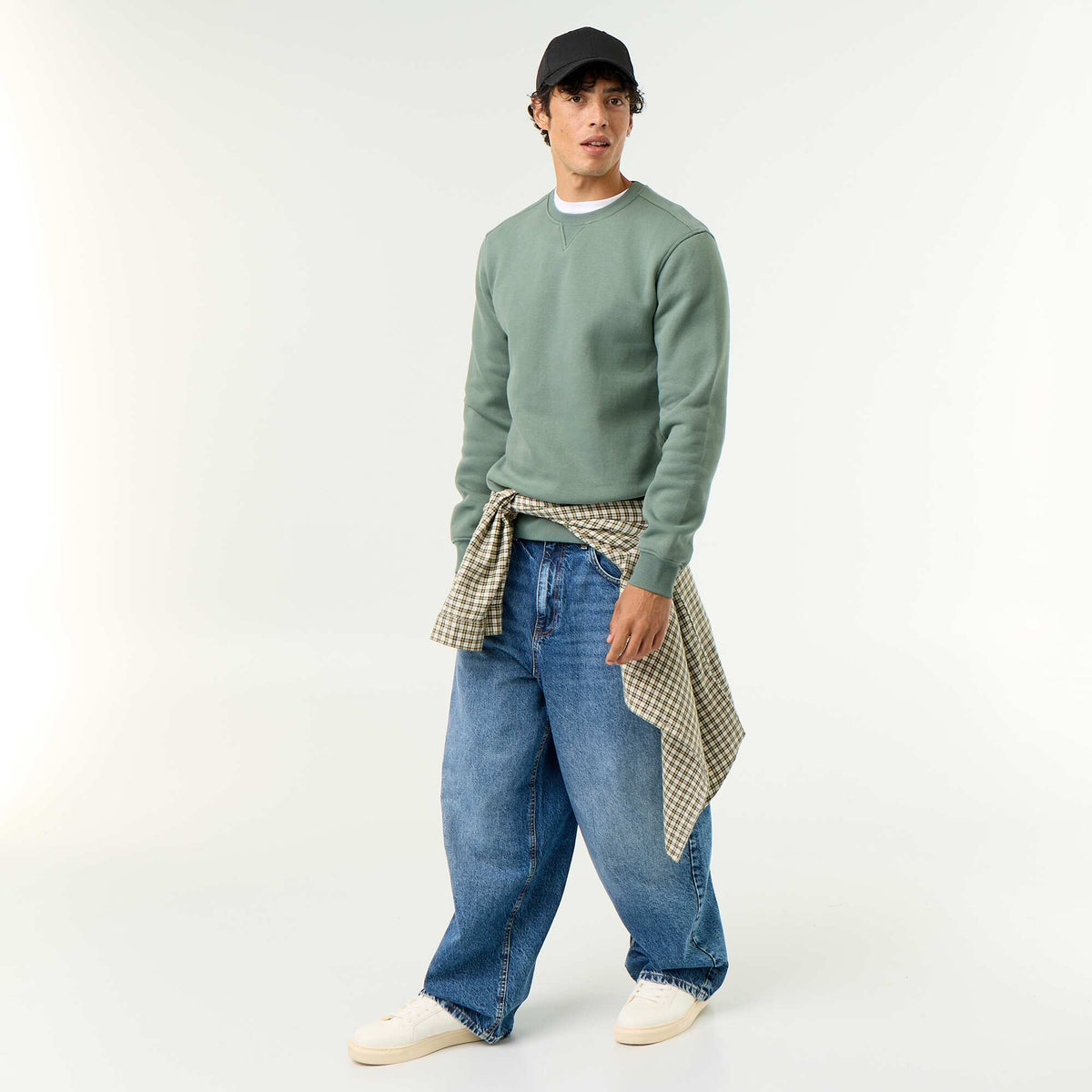 Plain Brushed Fleece Sweatshirt GREEN