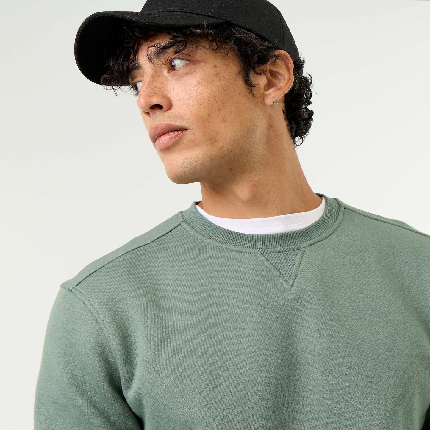 Plain Brushed Fleece Sweatshirt GREEN
