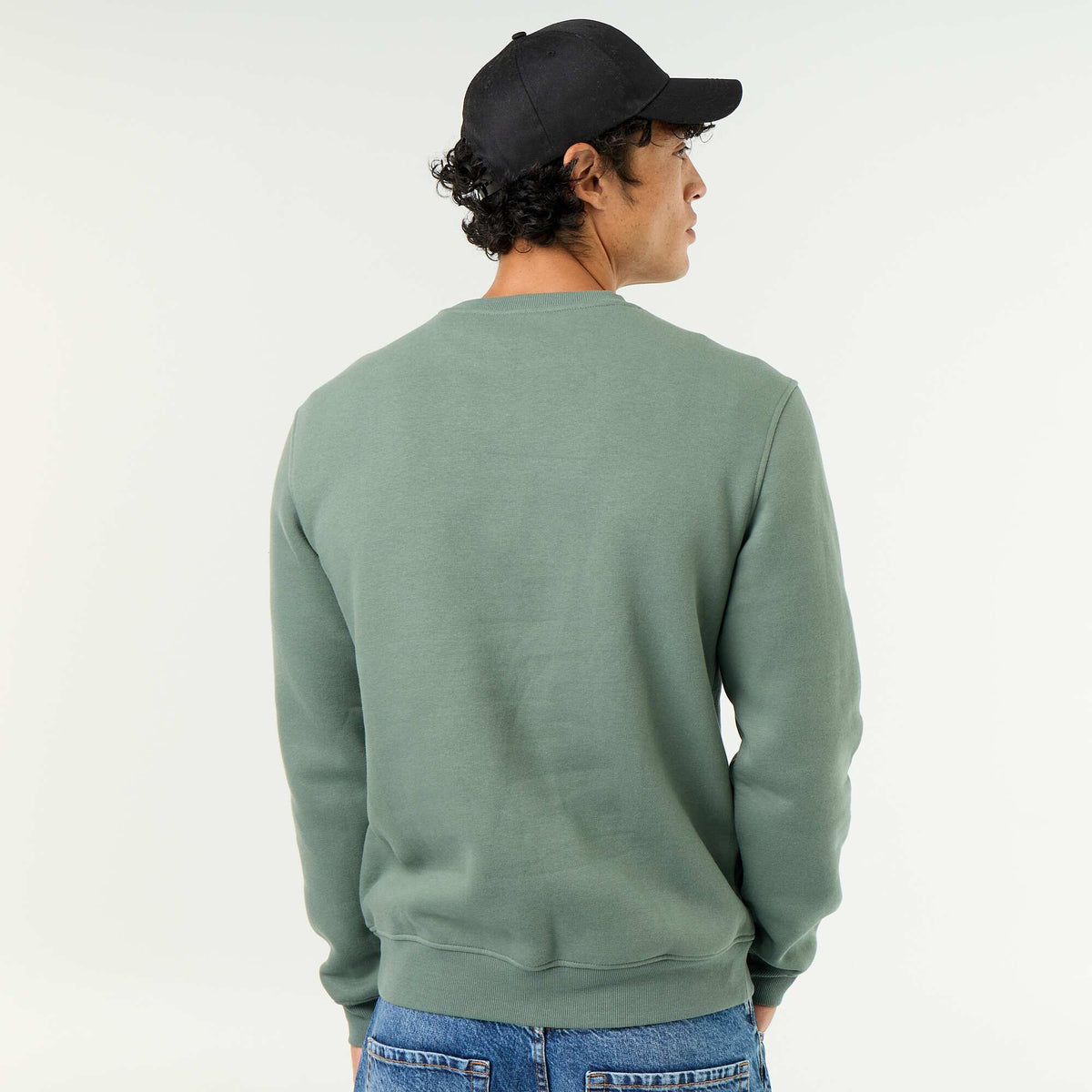Plain Brushed Fleece Sweatshirt GREEN