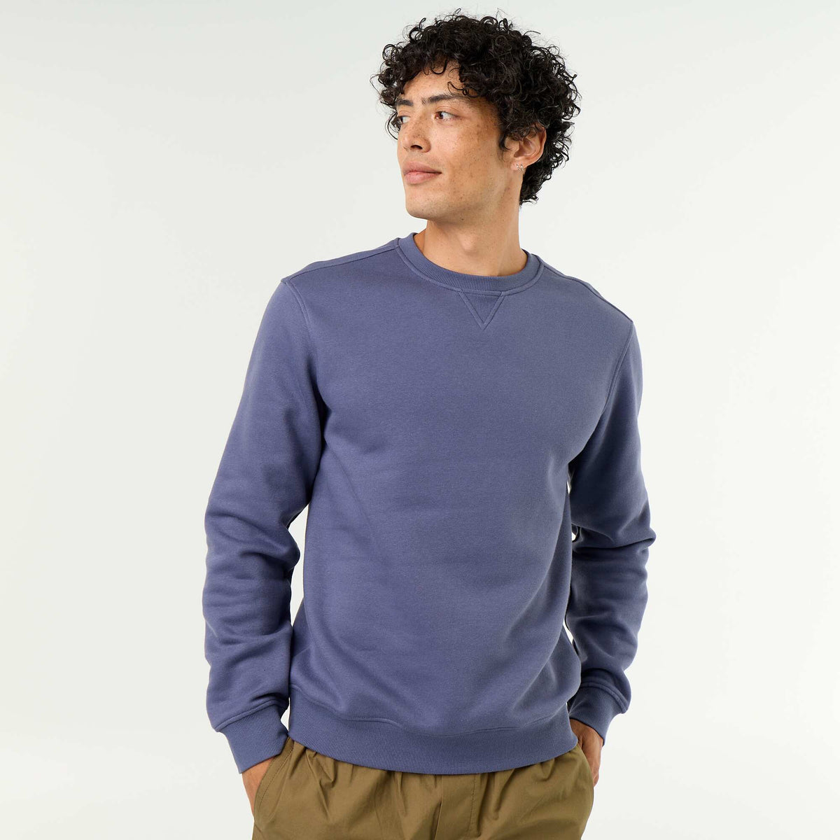 Plain Brushed Fleece Sweatshirt BLUE