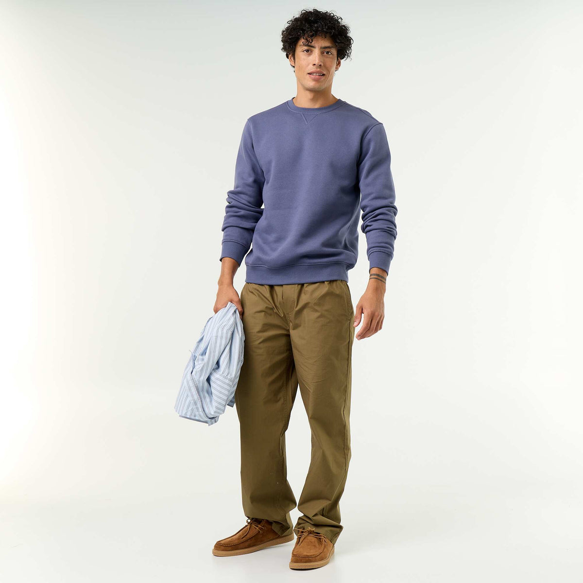 Plain Brushed Fleece Sweatshirt BLUE