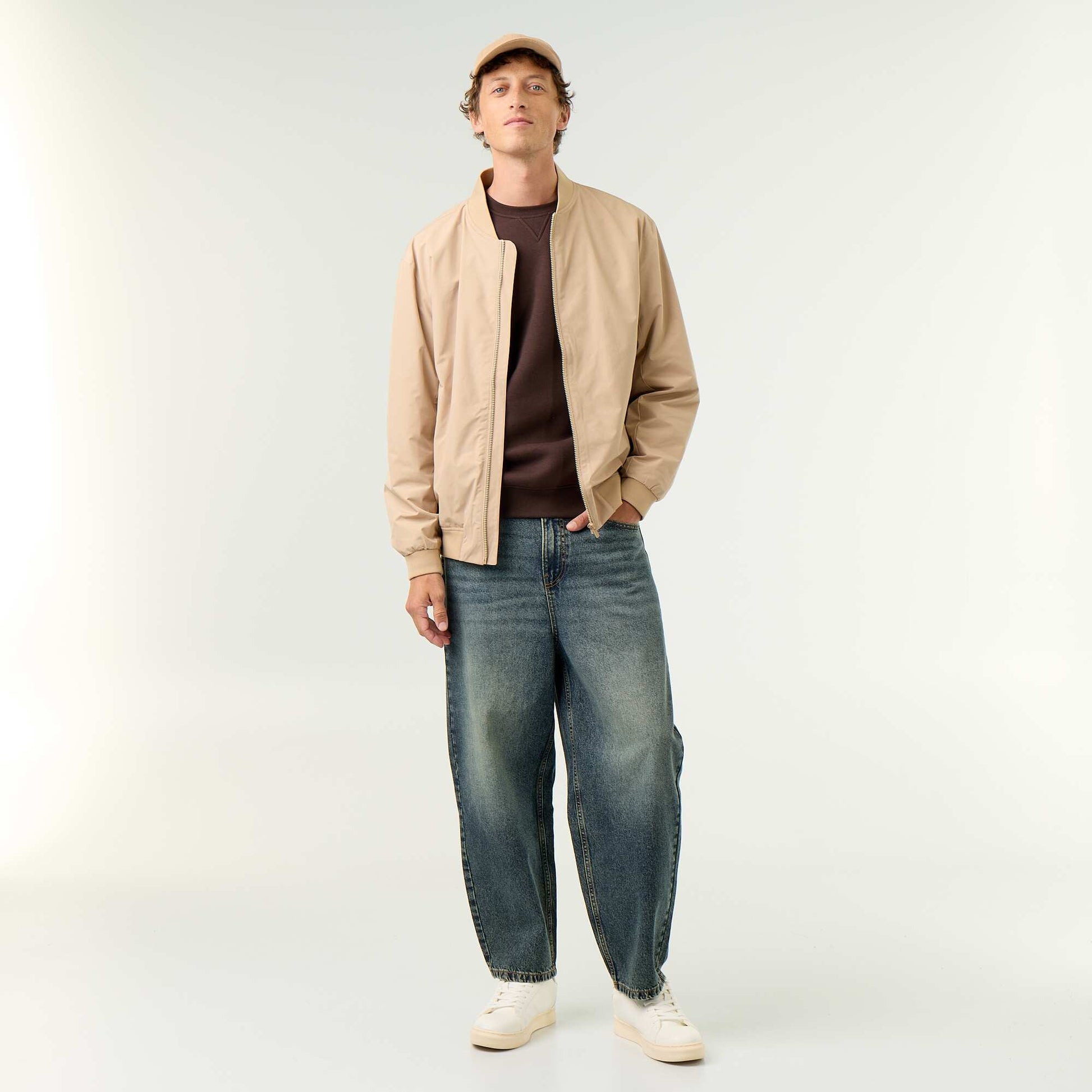 Plain Brushed Fleece Sweatshirt BROWN