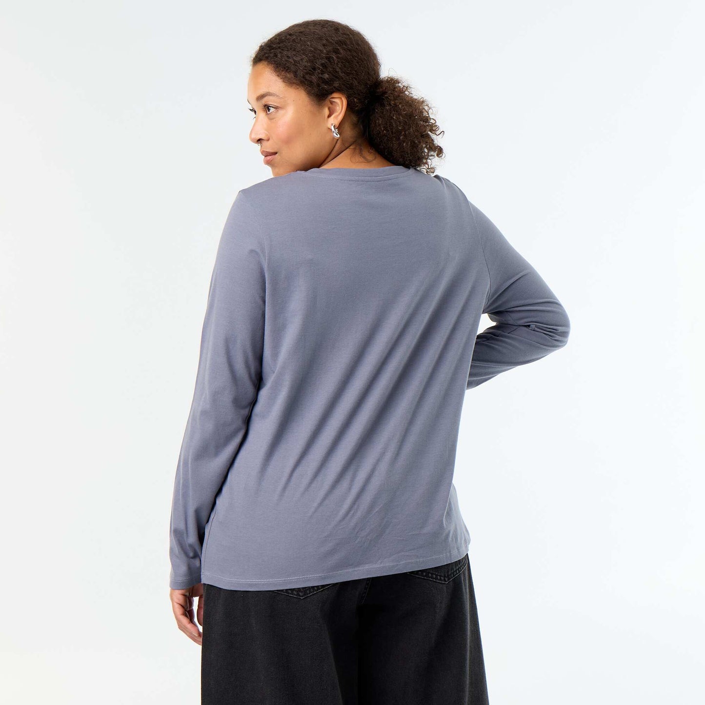 Long-sleeved V-neck T-shirt GREY
