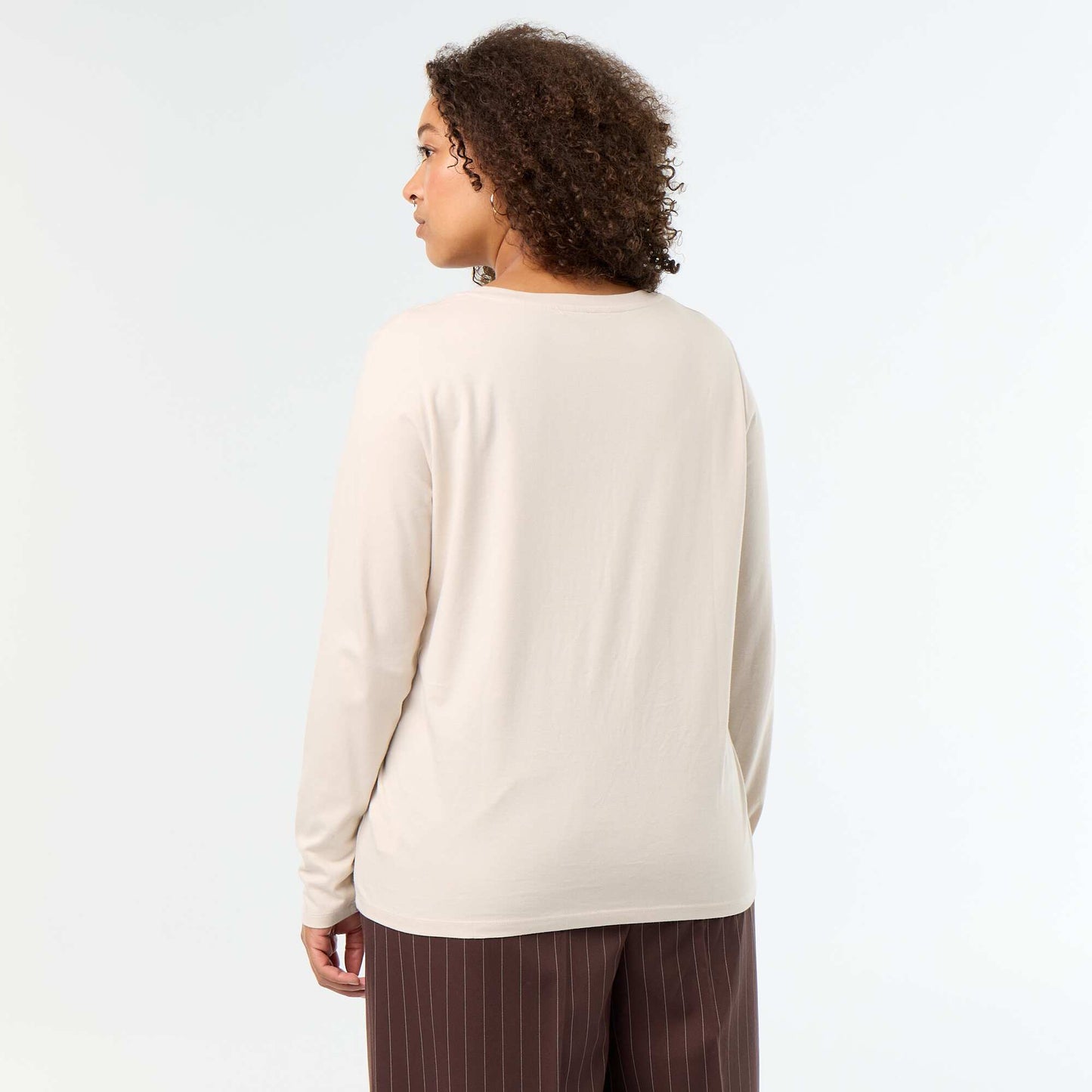 Long-sleeved V-neck T-shirt GREY