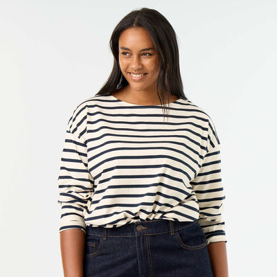 Striped Long-Sleeved Jersey T-shirt WHITE