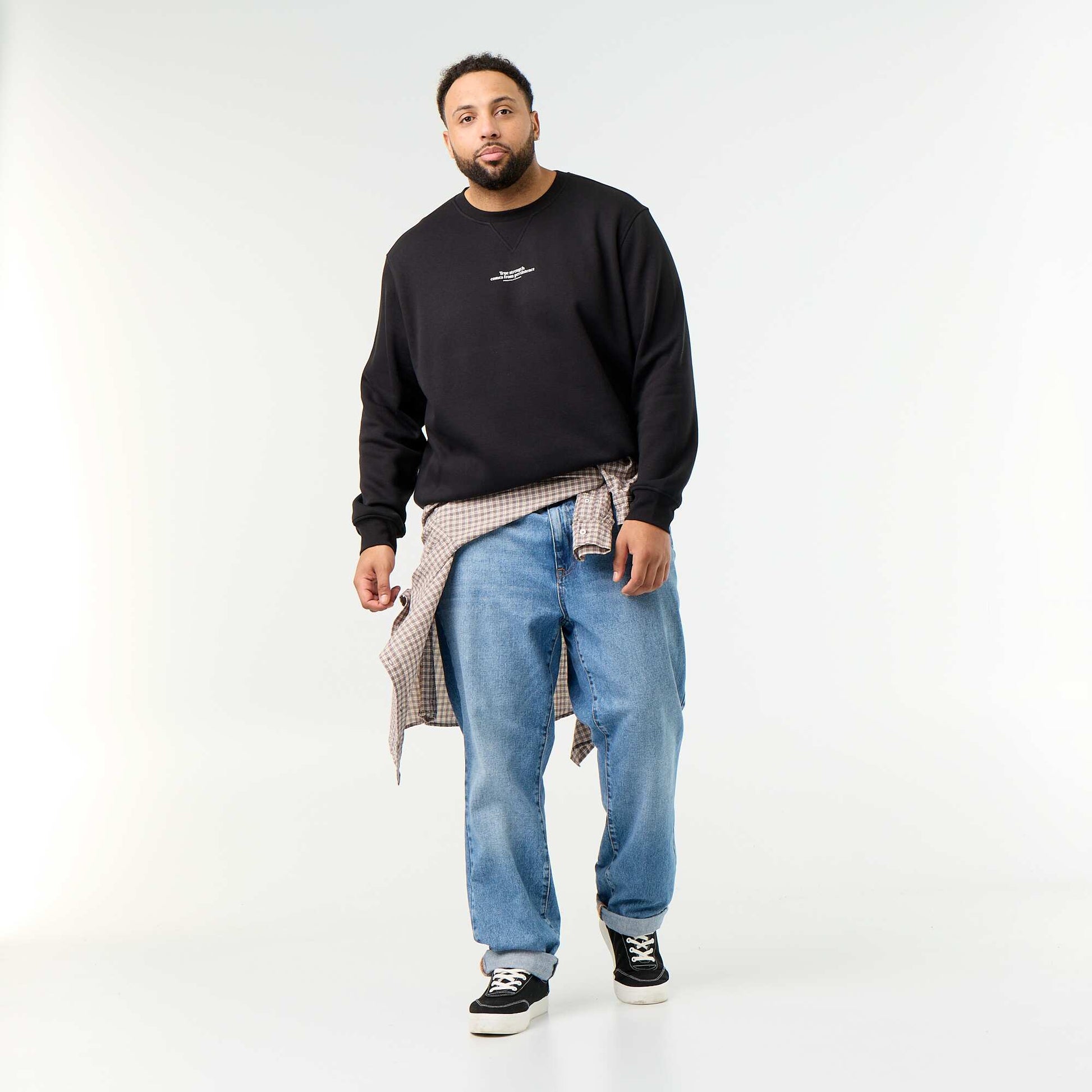 Printed Fleece Sweatshirt BLACK