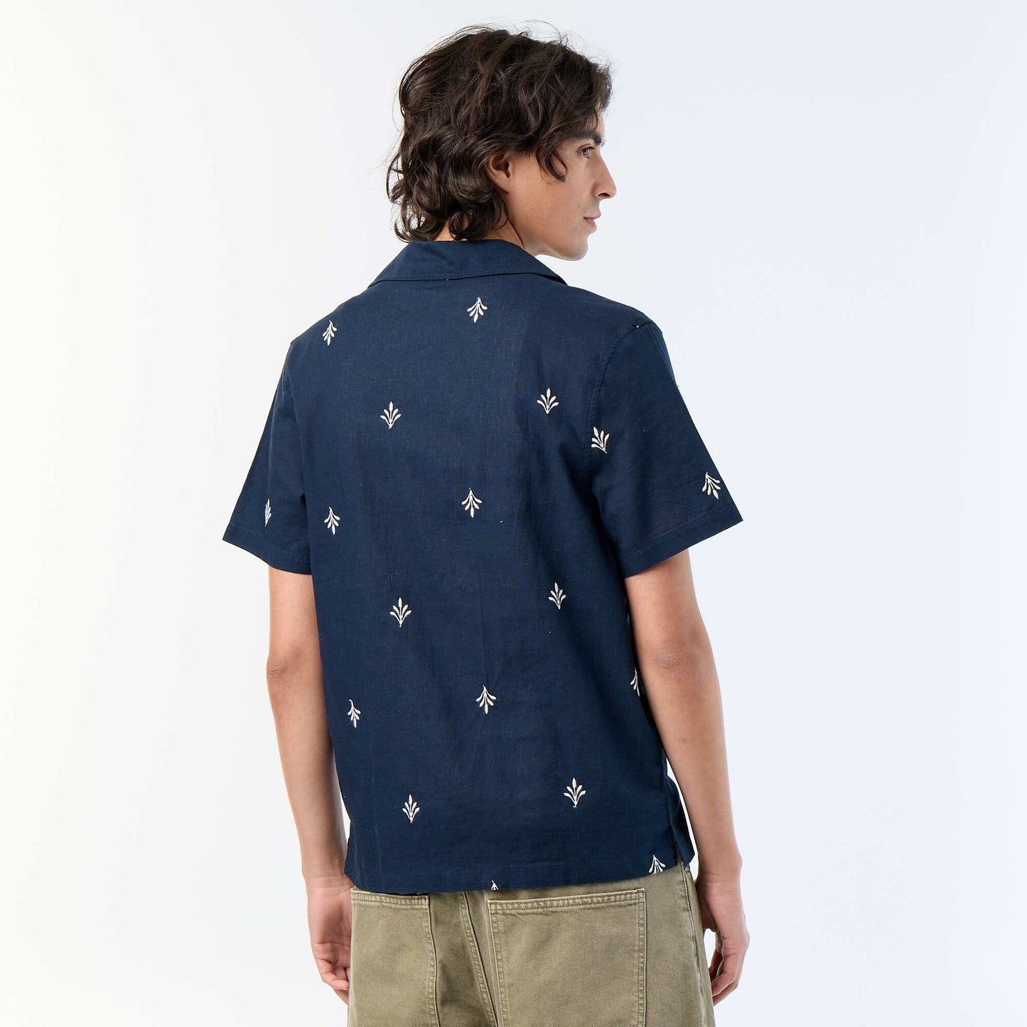 Embroidered Short-Sleeved Shirt BLUE