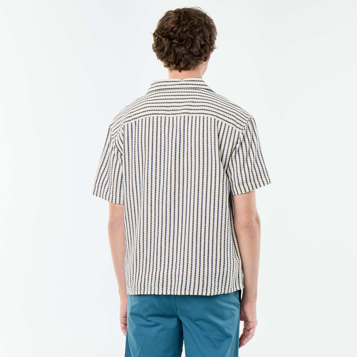 Textured Knit Short-Sleeved Shirt WHITE