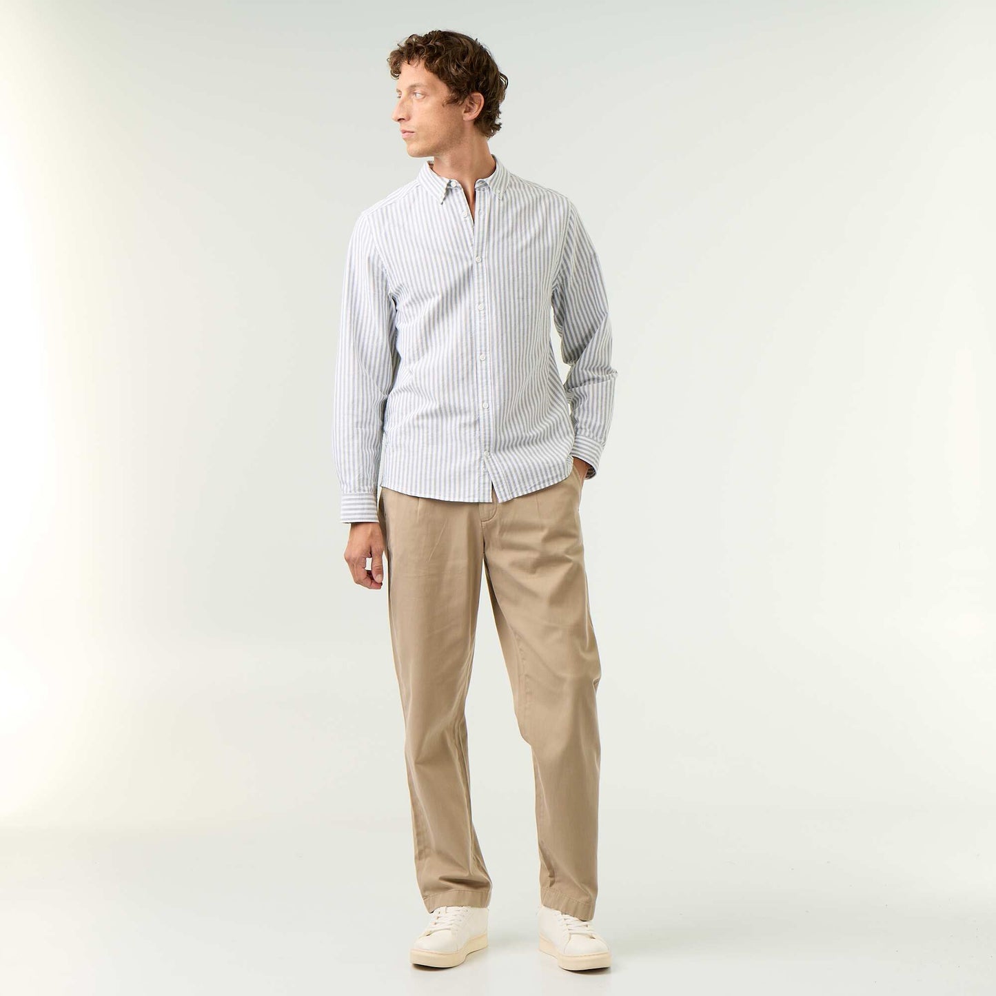 Striped shirt with button-down collar GREEN