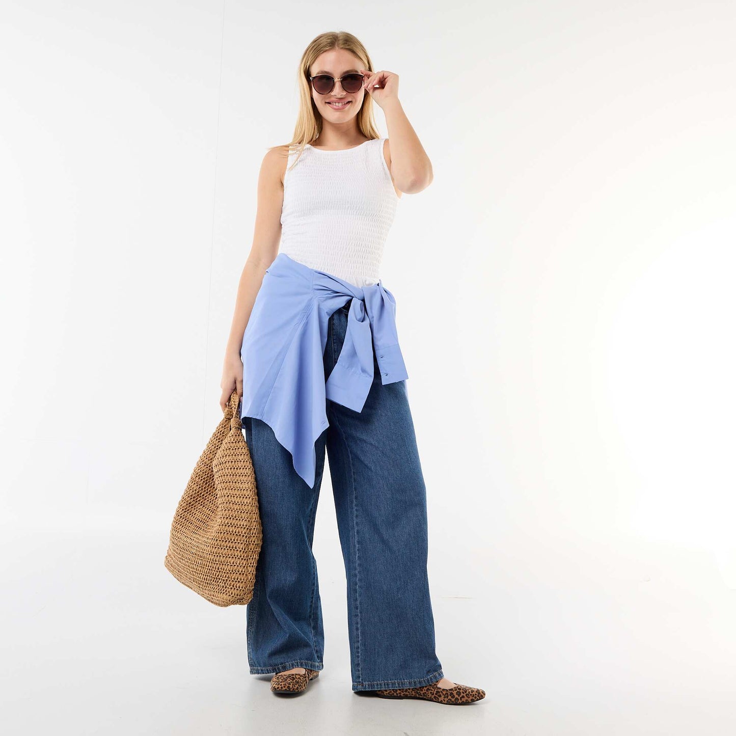Sleeveless Stretch T-shirt WHITE