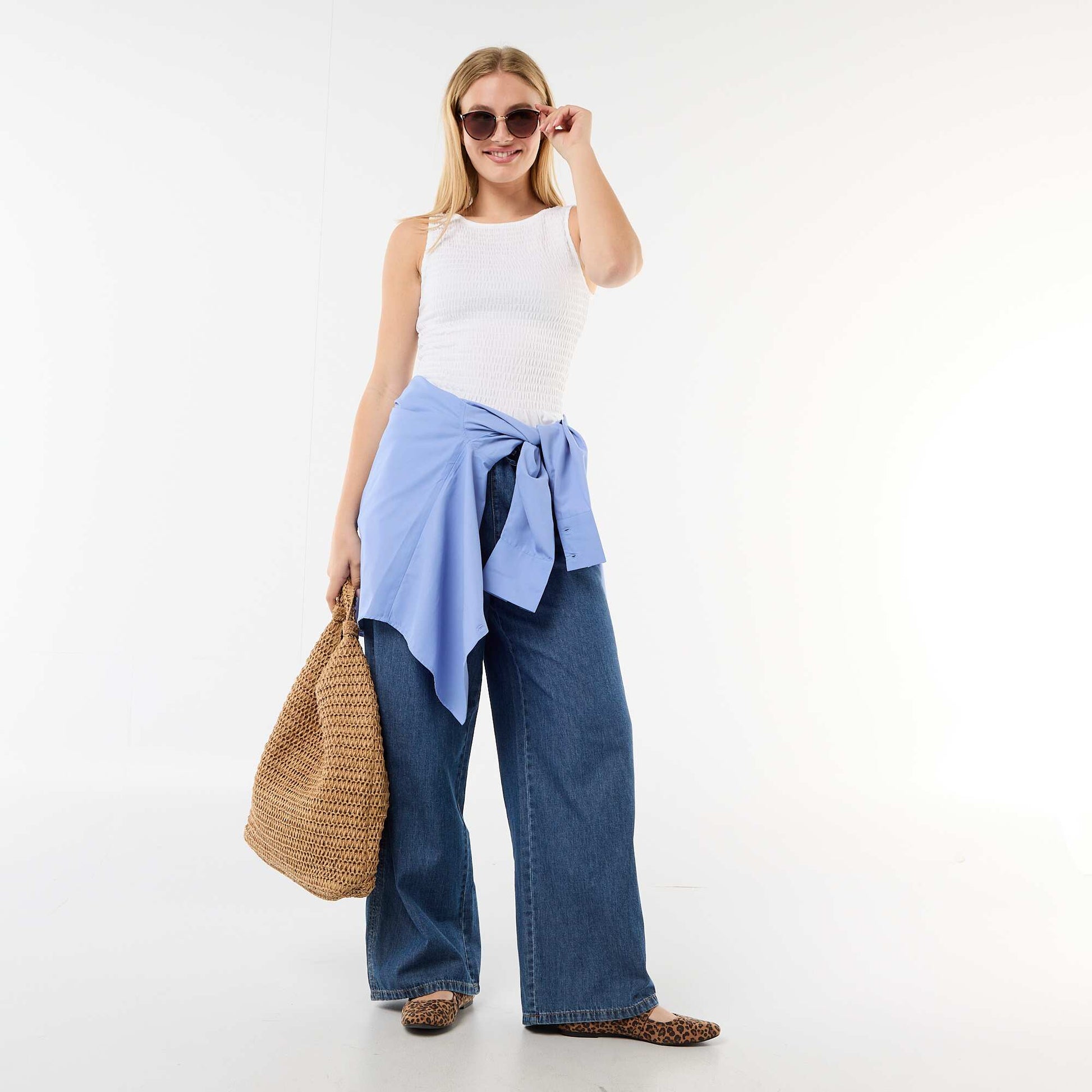 Sleeveless Stretch T-shirt WHITE
