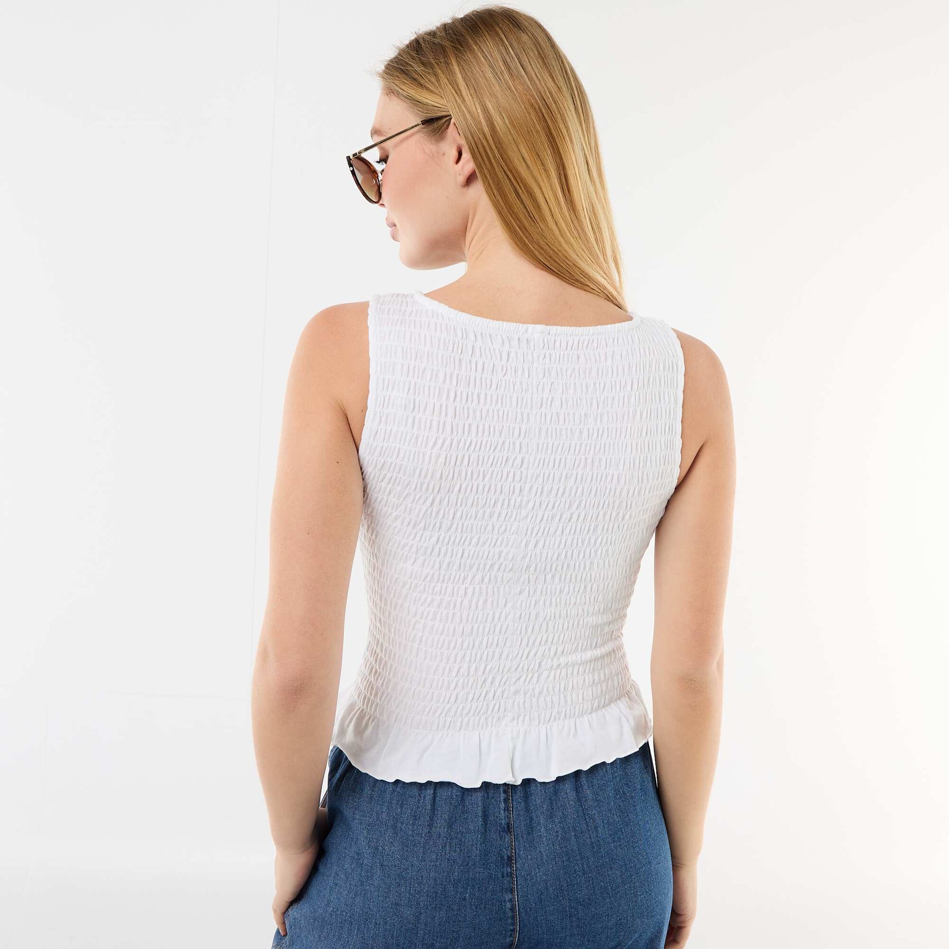 Sleeveless Stretch T-shirt WHITE