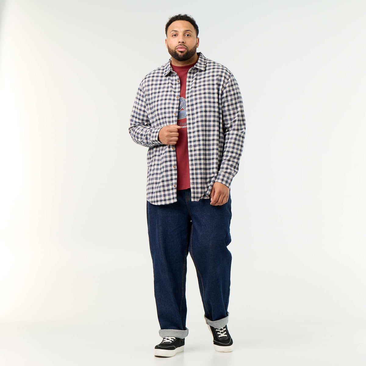 Patterned flannel shirt BLUE