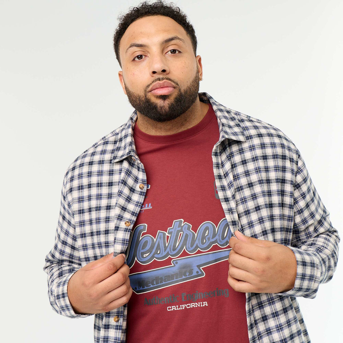 Patterned flannel shirt BLUE
