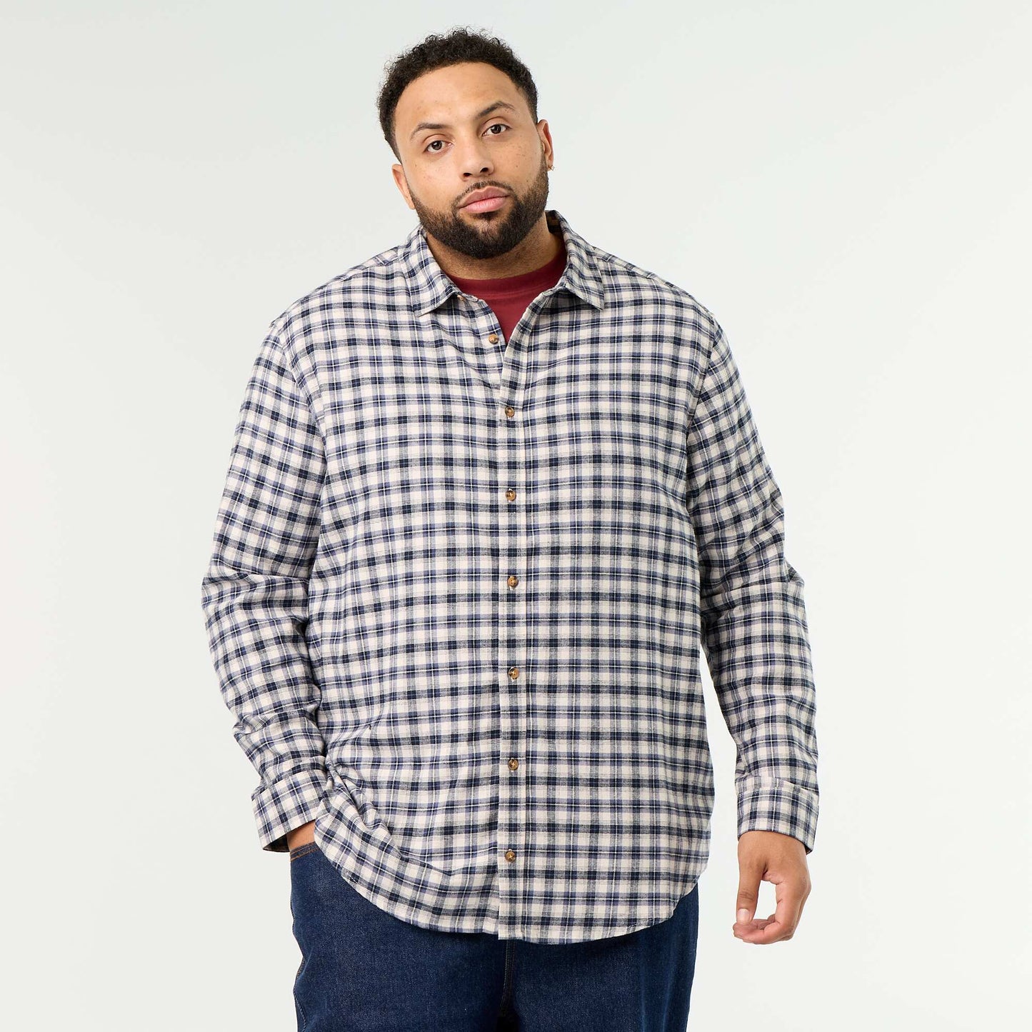 Patterned flannel shirt BLUE