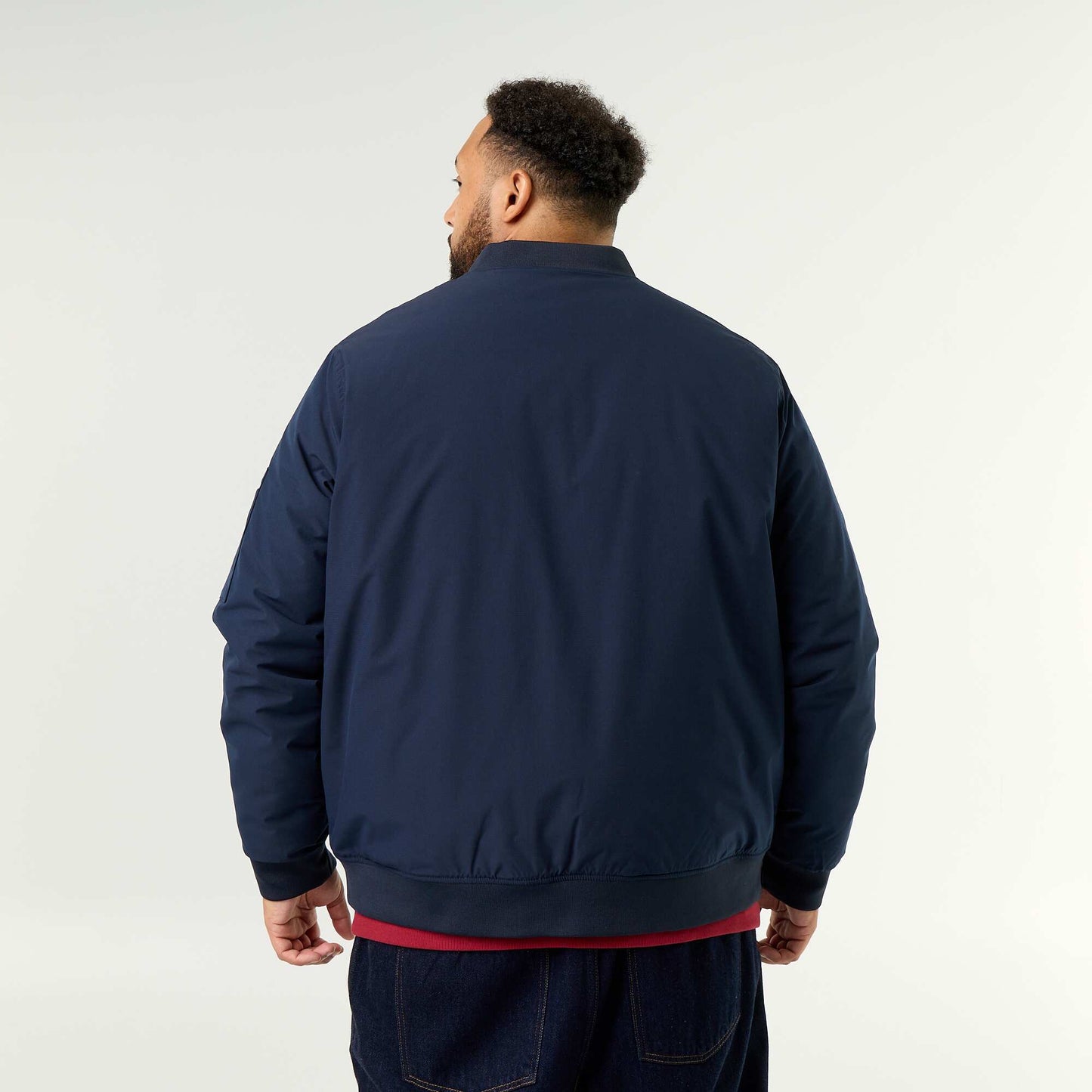 Bomber jacket with ribbed knit collar BLUE