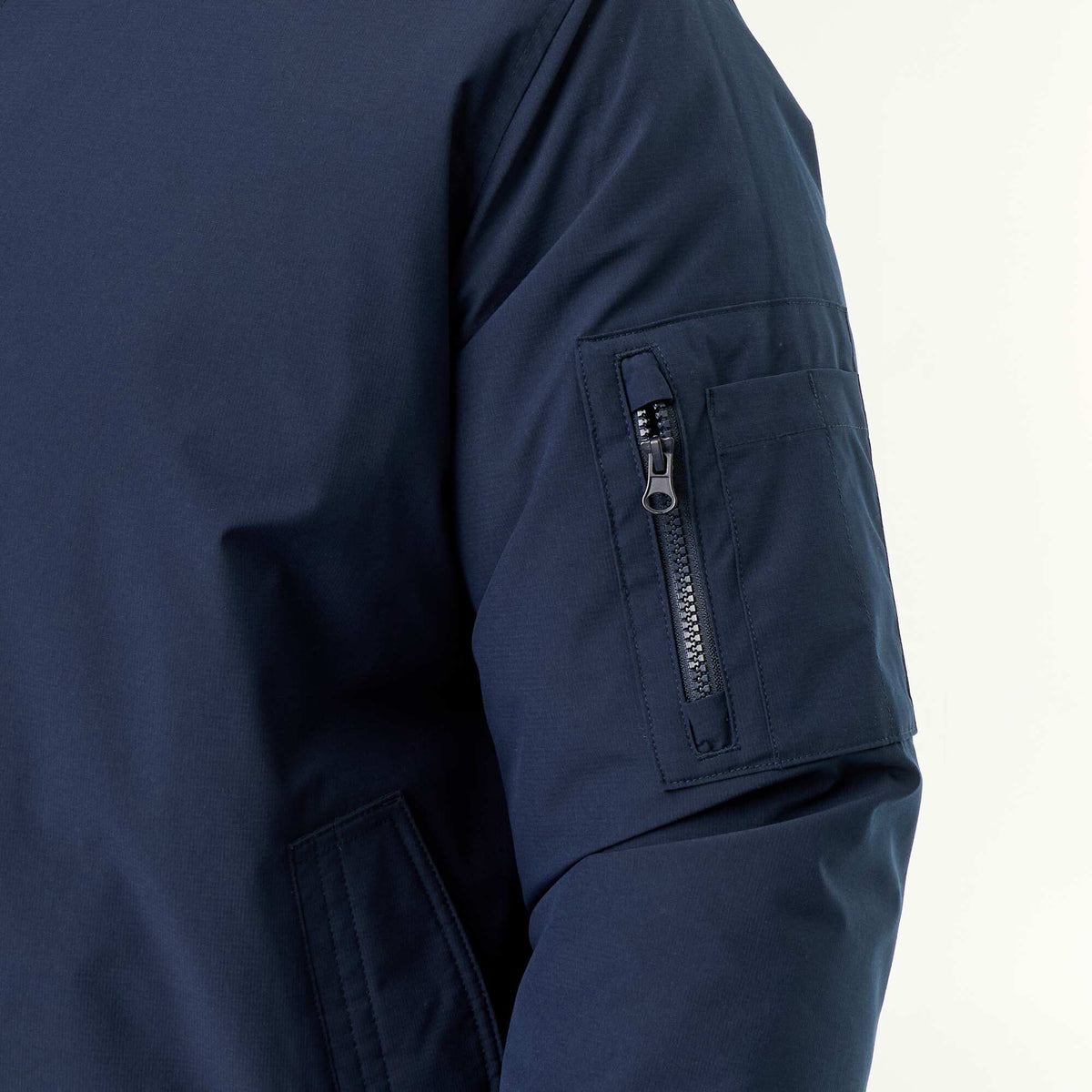 Bomber jacket with ribbed knit collar BLUE