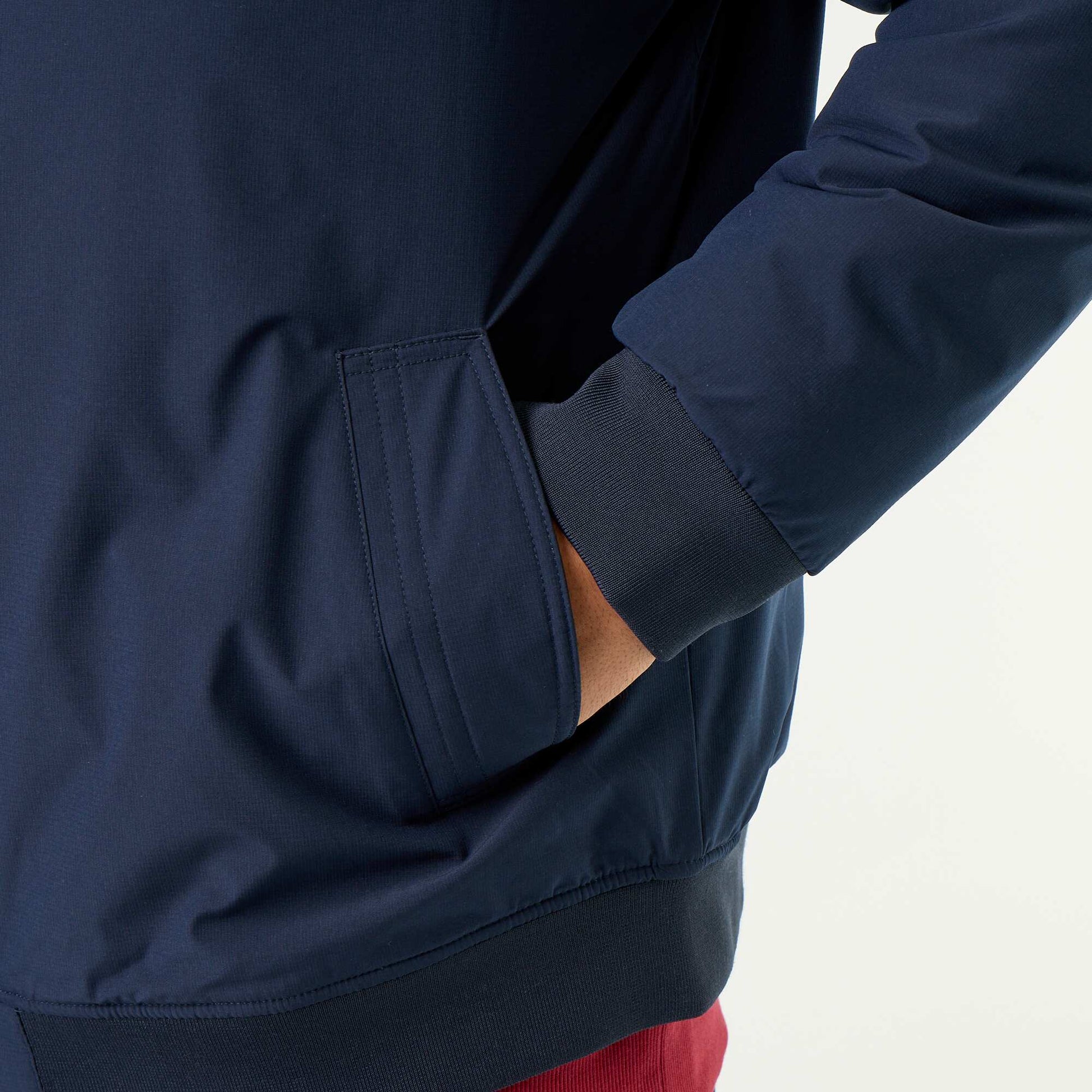 Bomber jacket with ribbed knit collar BLUE
