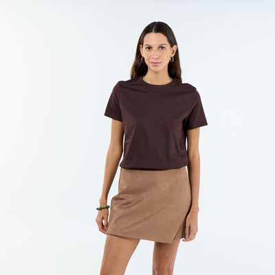 Faux suede skort BROWN