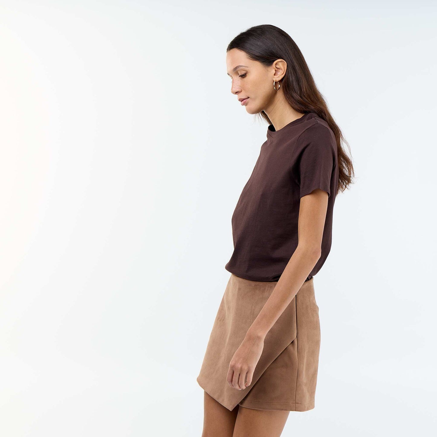 Faux suede skort BROWN