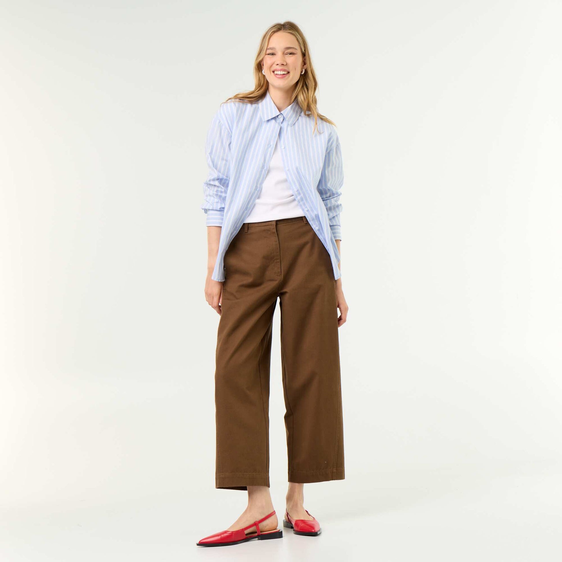 Wide barrel-leg trousers BROWN
