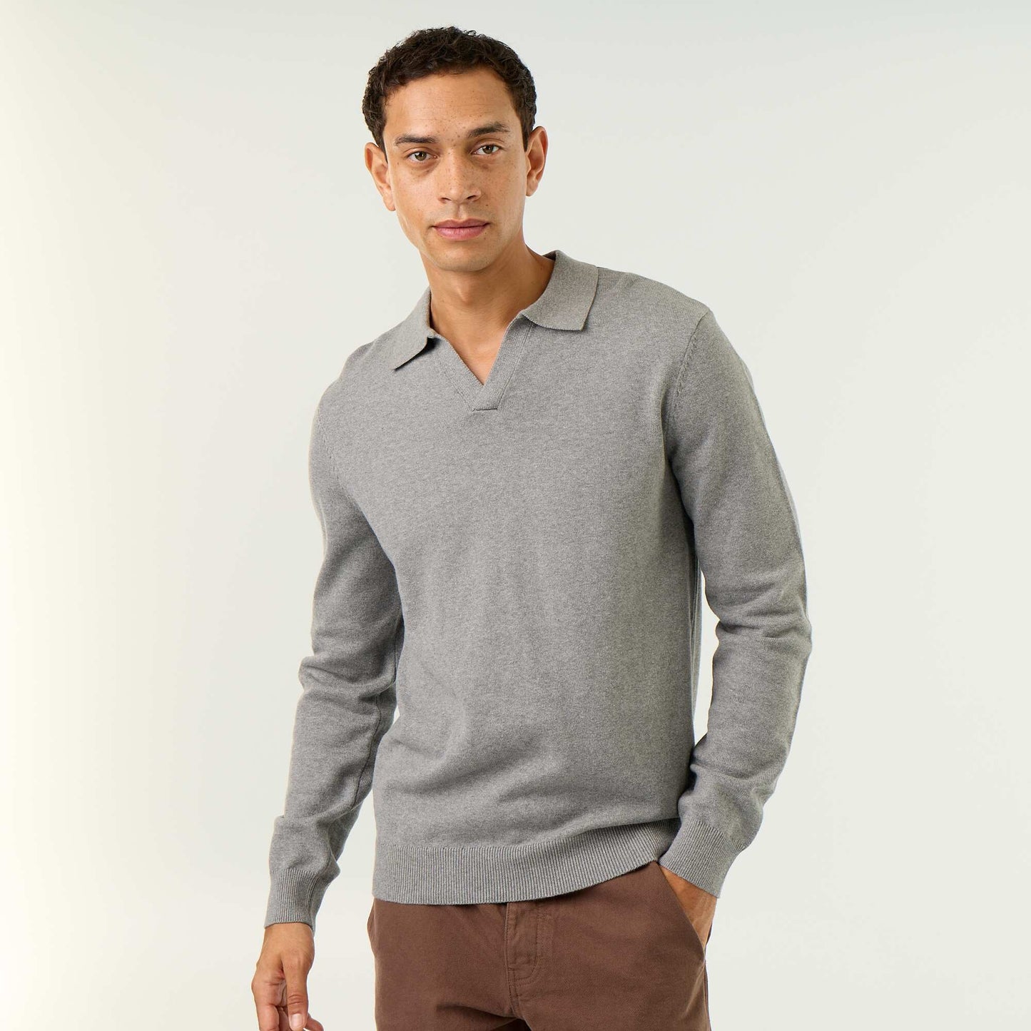 Long-sleeved polo collar sweater GREY