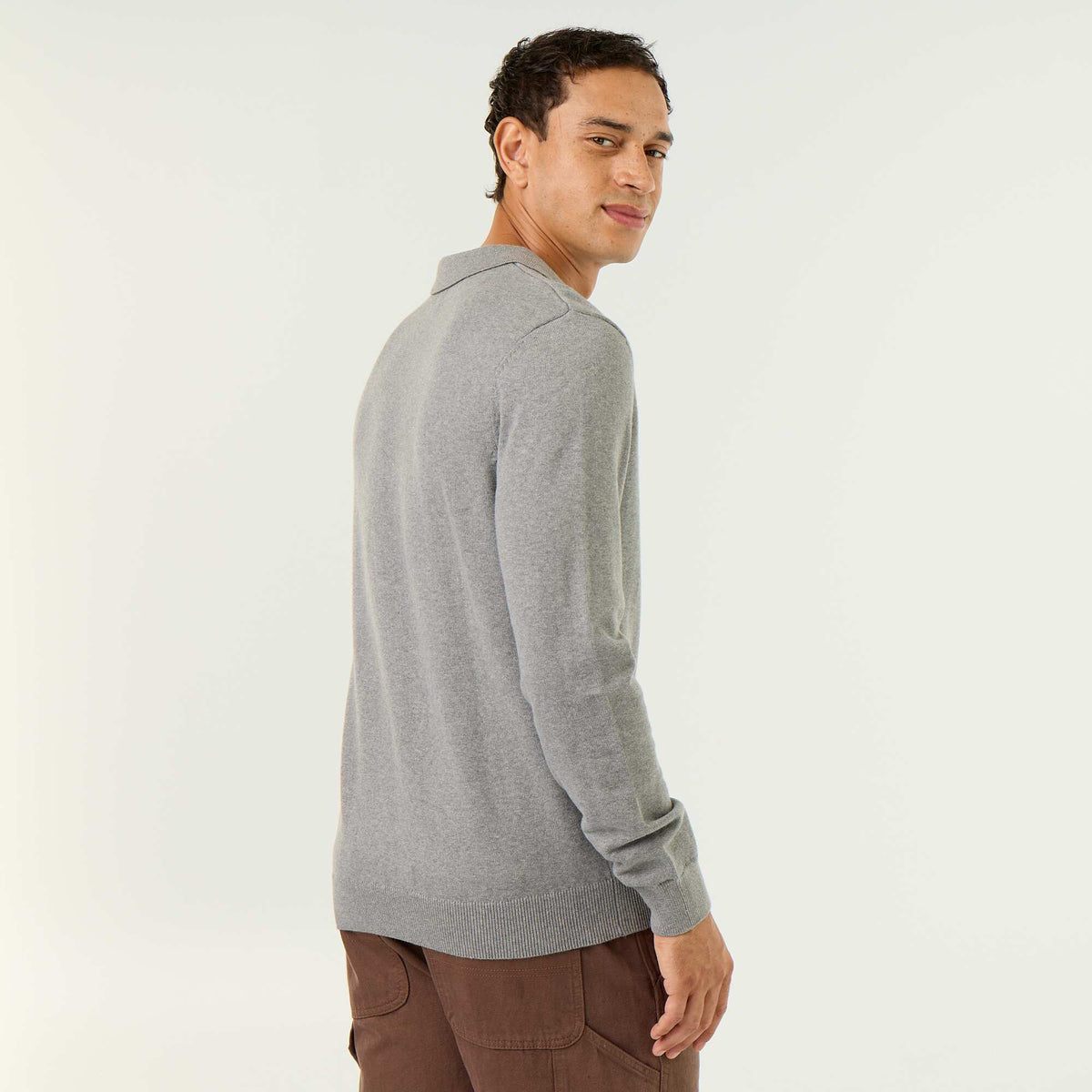 Long-sleeved polo collar sweater GREY