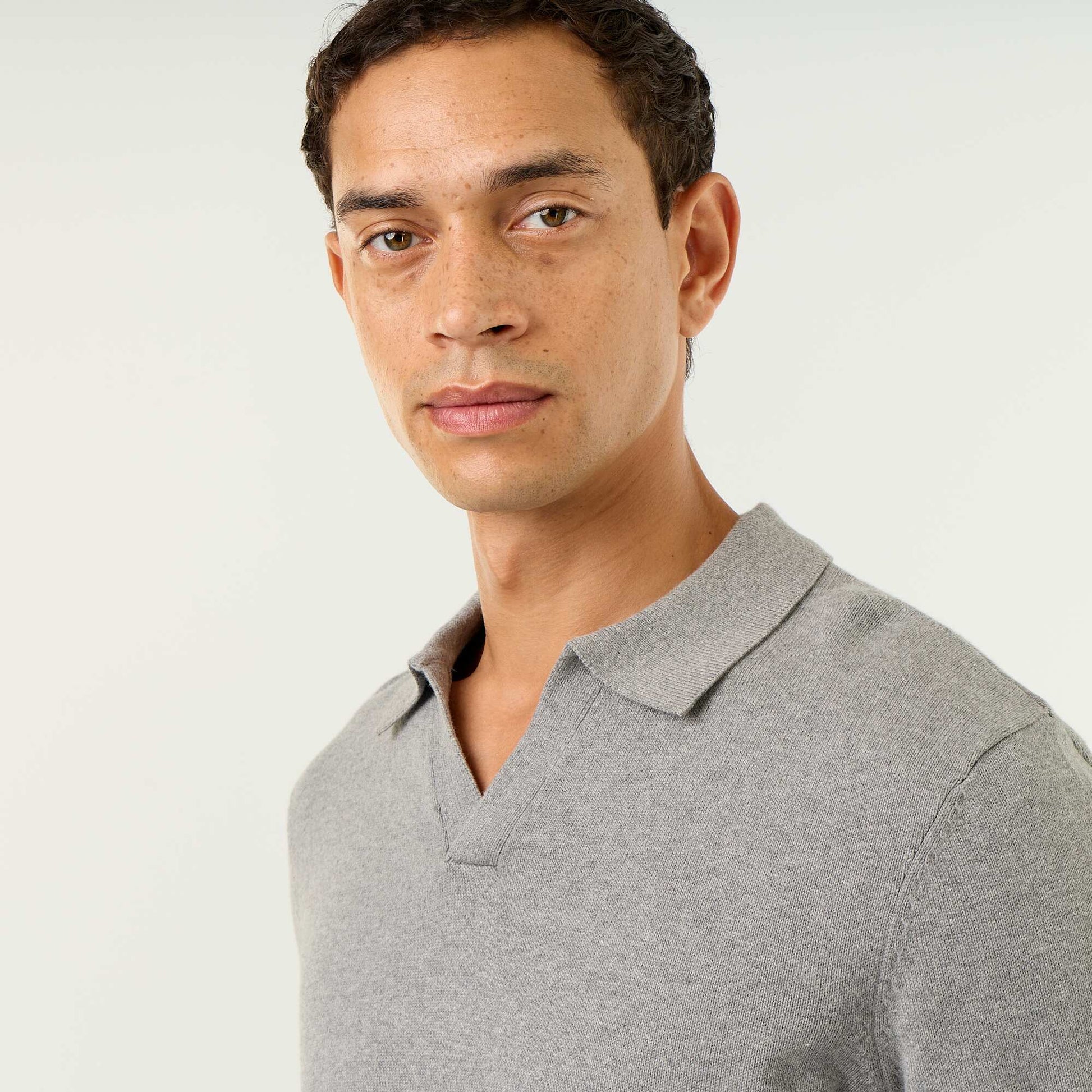 Long-sleeved polo collar sweater GREY