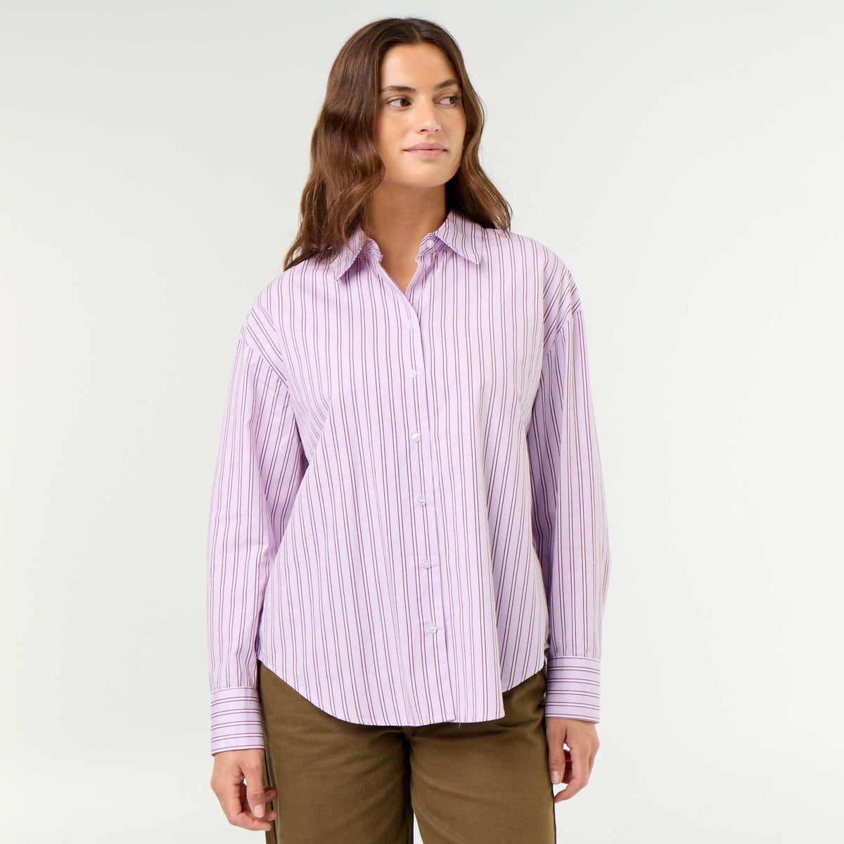 Striped Long-Sleeved Shirt PURPLE