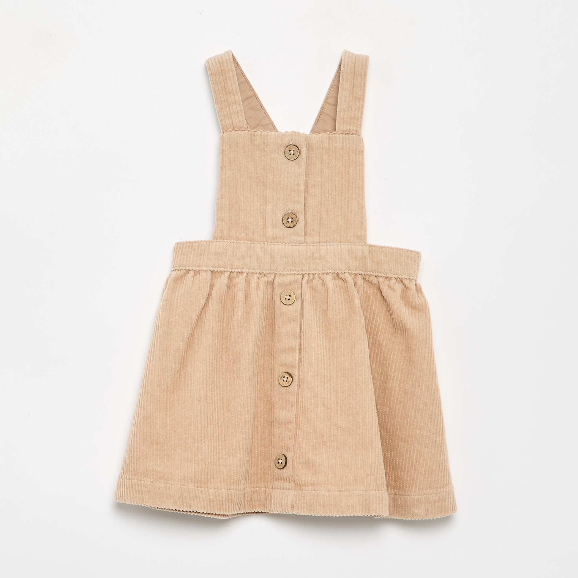 Corduroy Pinafore Dress BEIGE