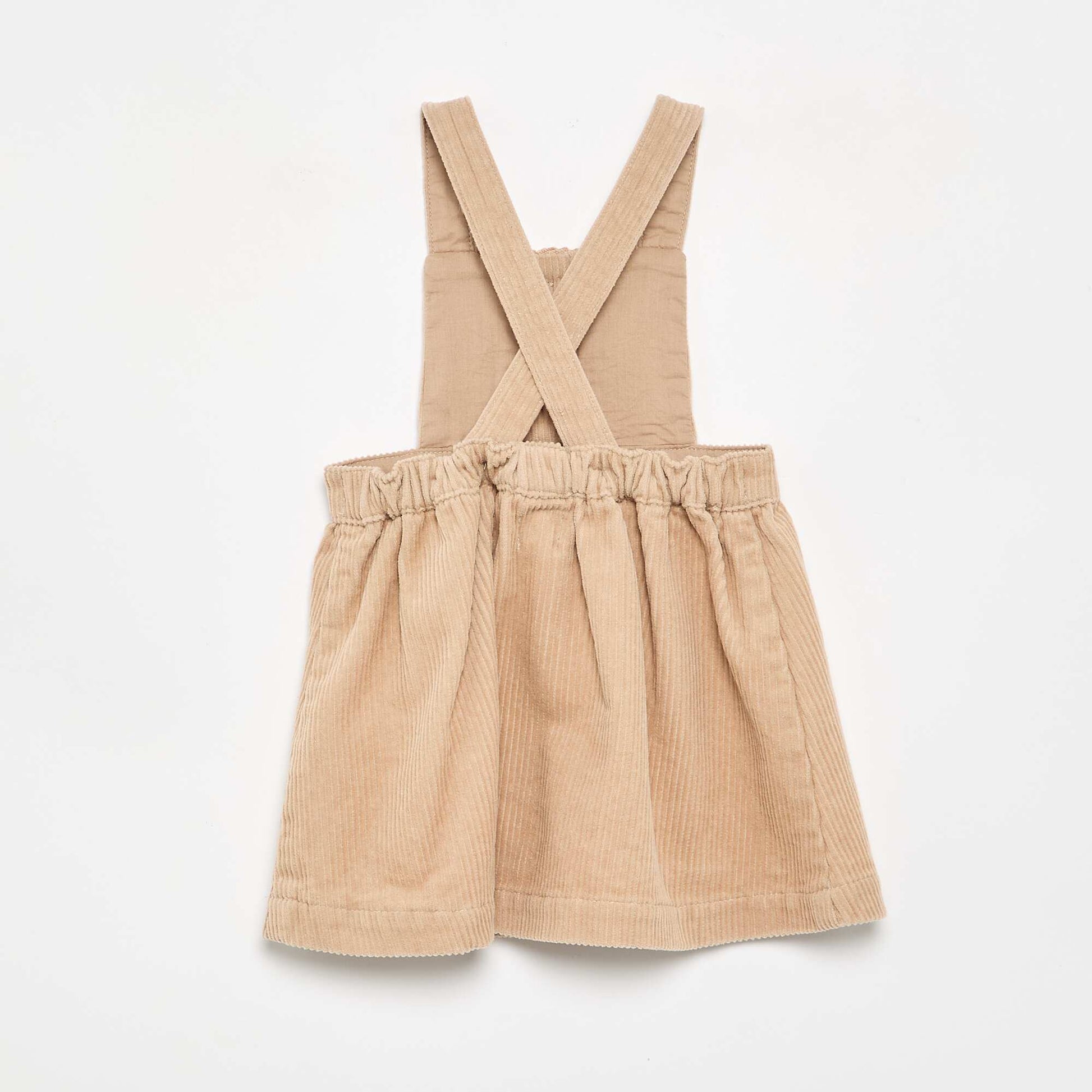Corduroy Pinafore Dress BEIGE
