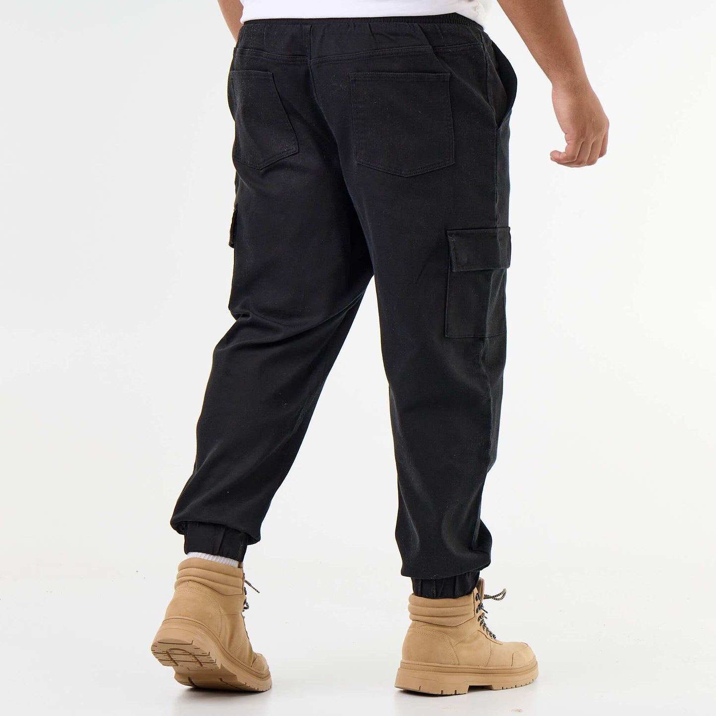 Multi-pocket trousers with elasticated waist BLACK