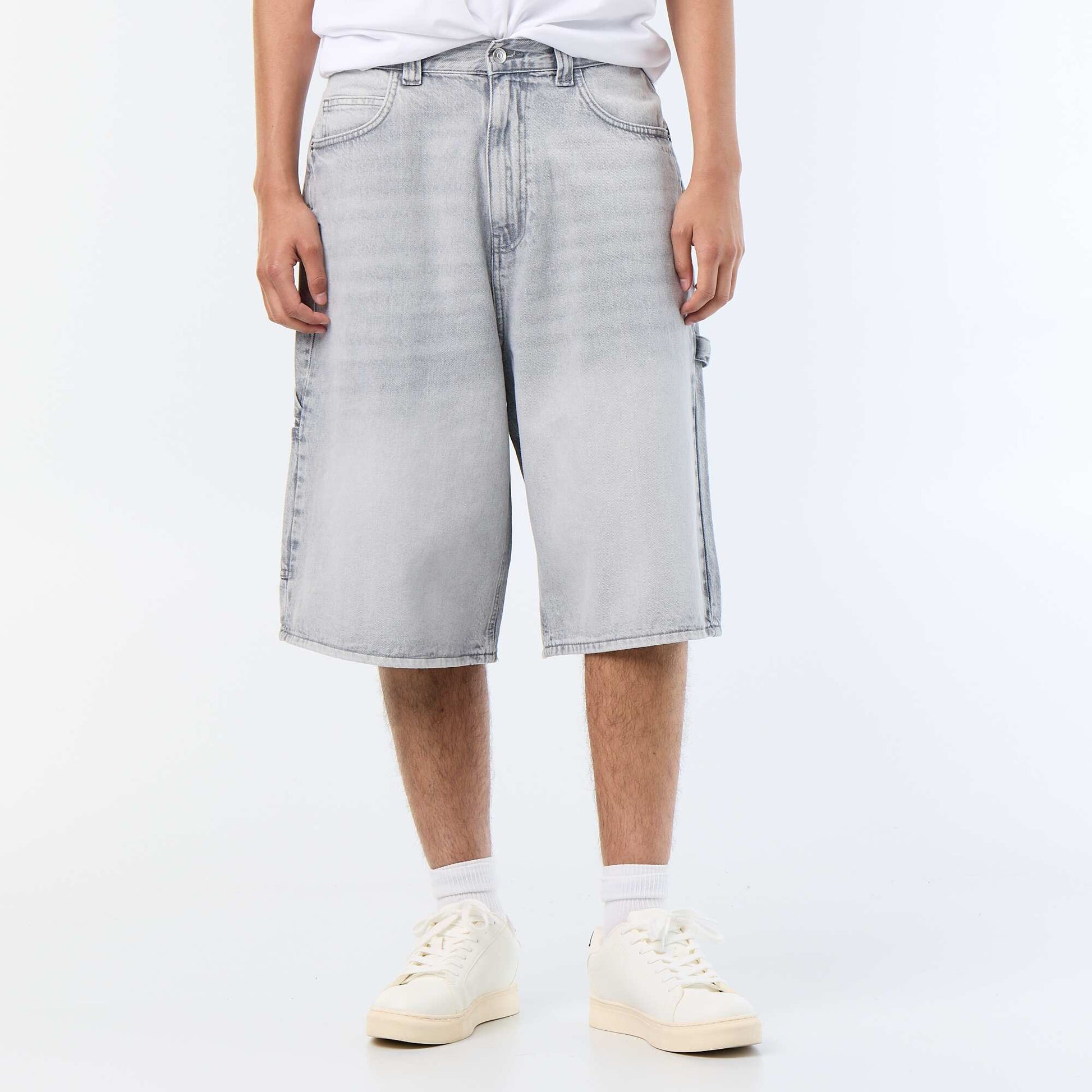 Carpenter style denim shorts GREY