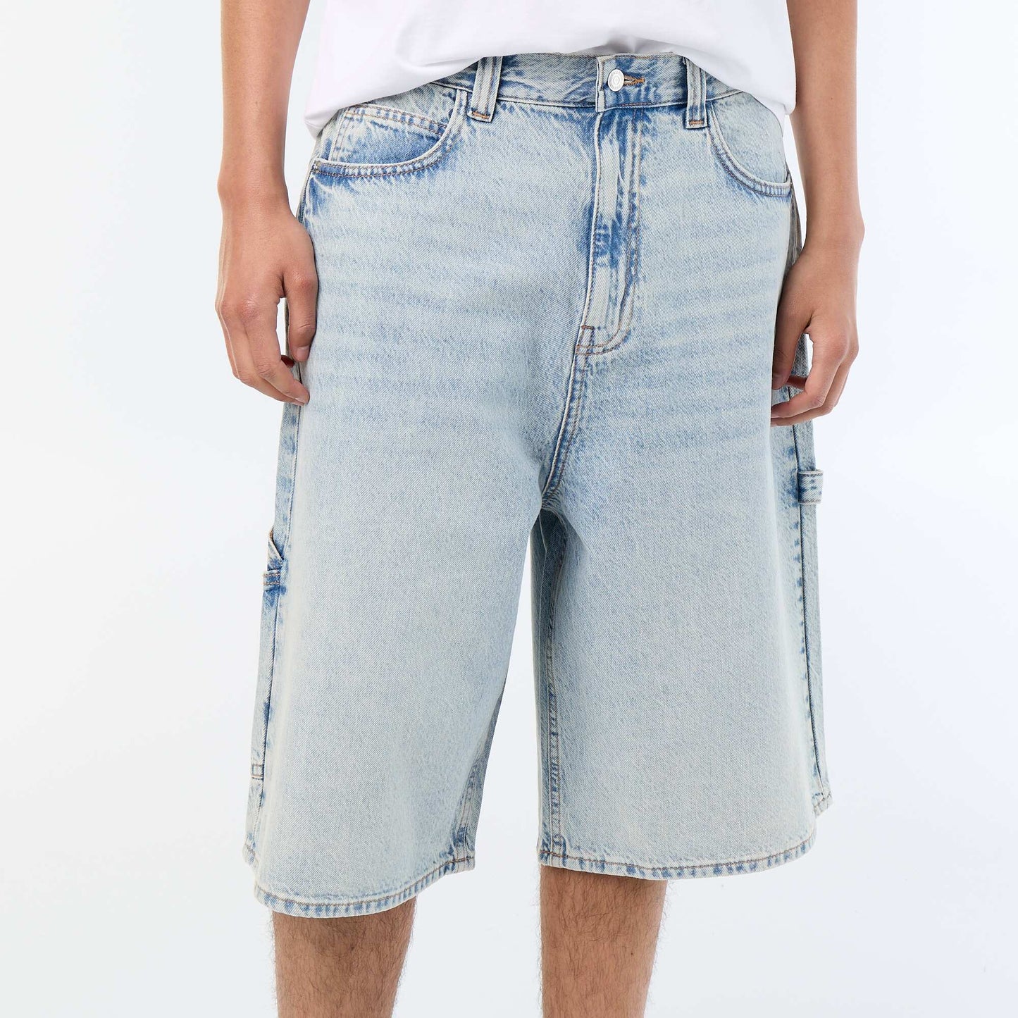 Carpenter style denim shorts BLUE