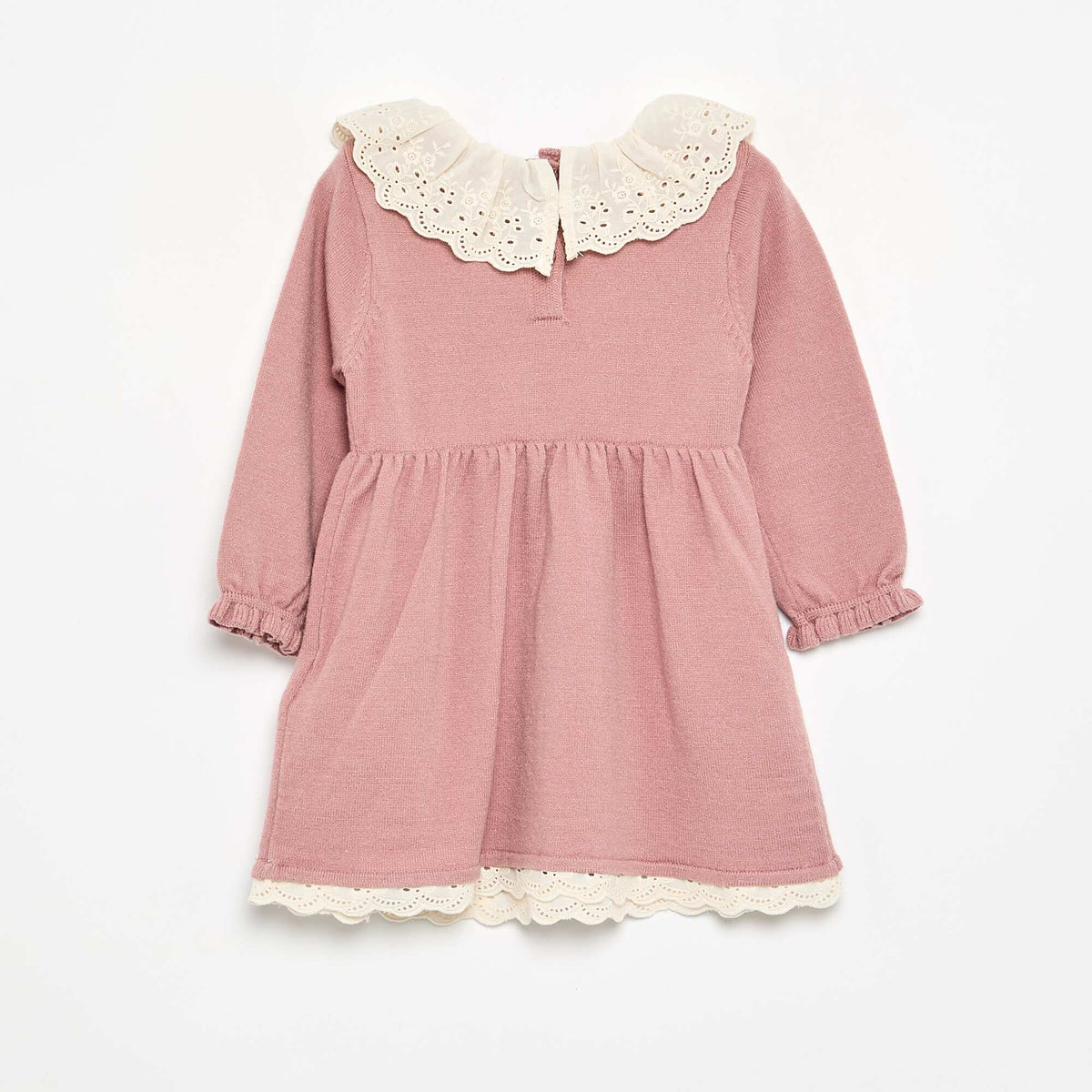 Peter Pan collar dress + tights PINK