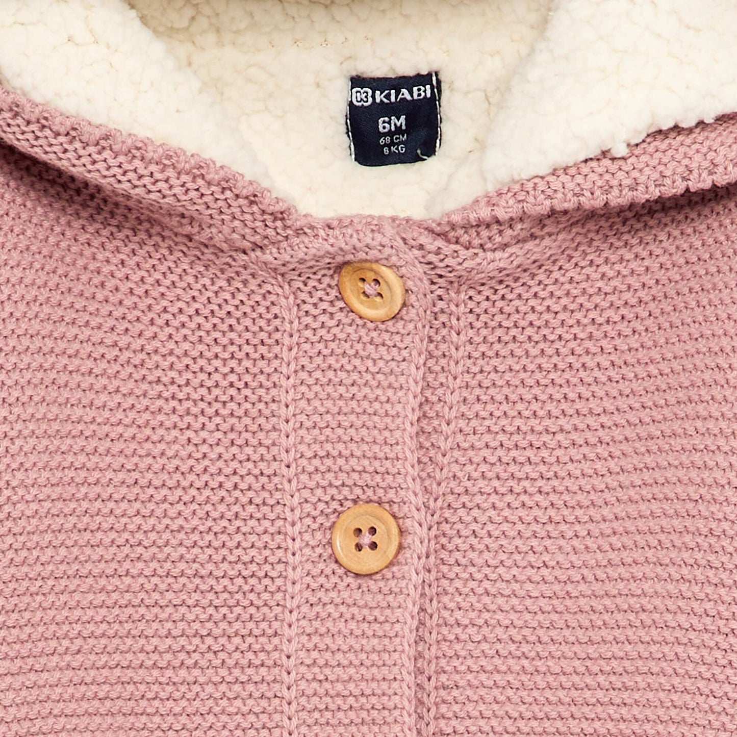 Moss stitch lined hooded cardigan PINK