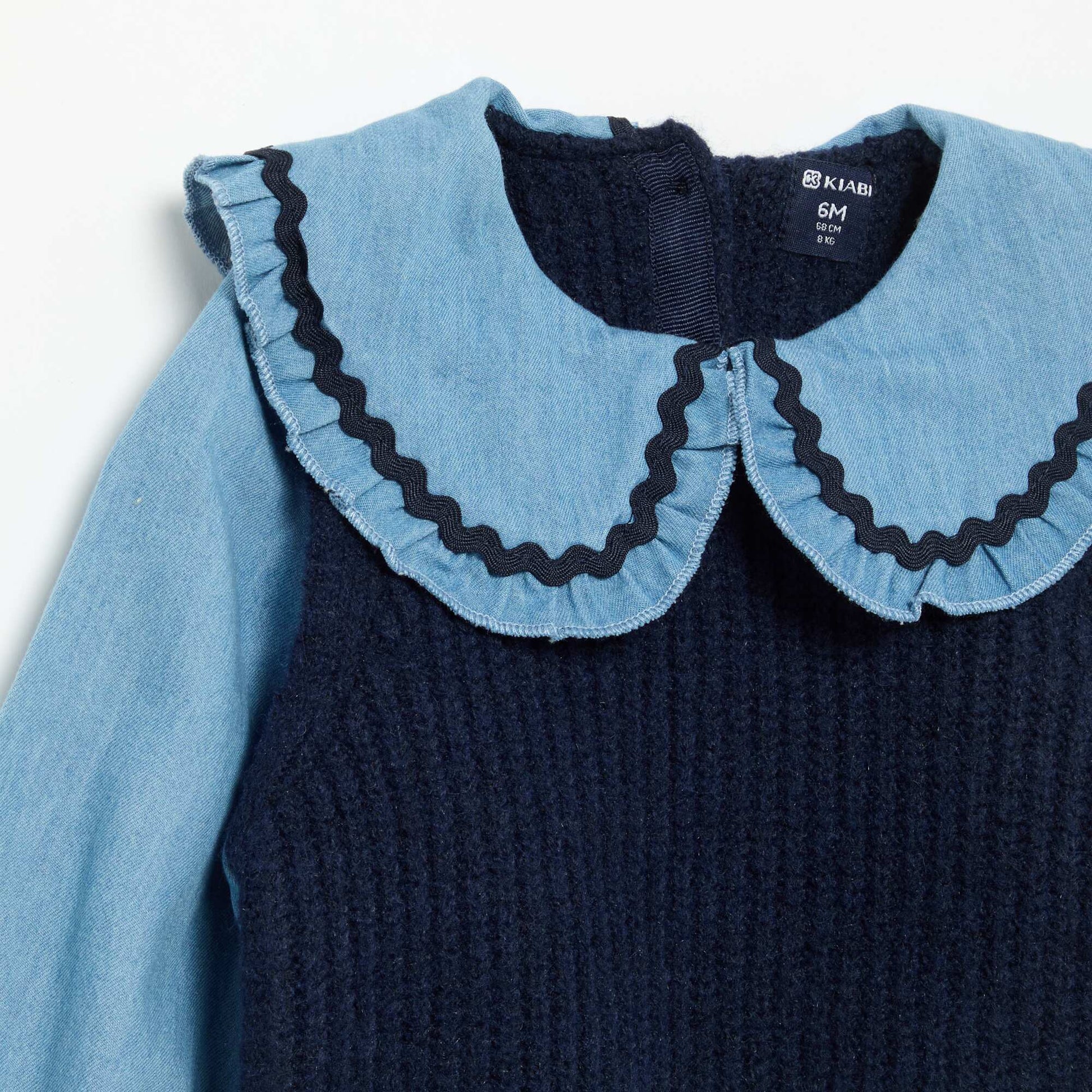 2-in-1 Sweater with Peter Pan Collar BLUE