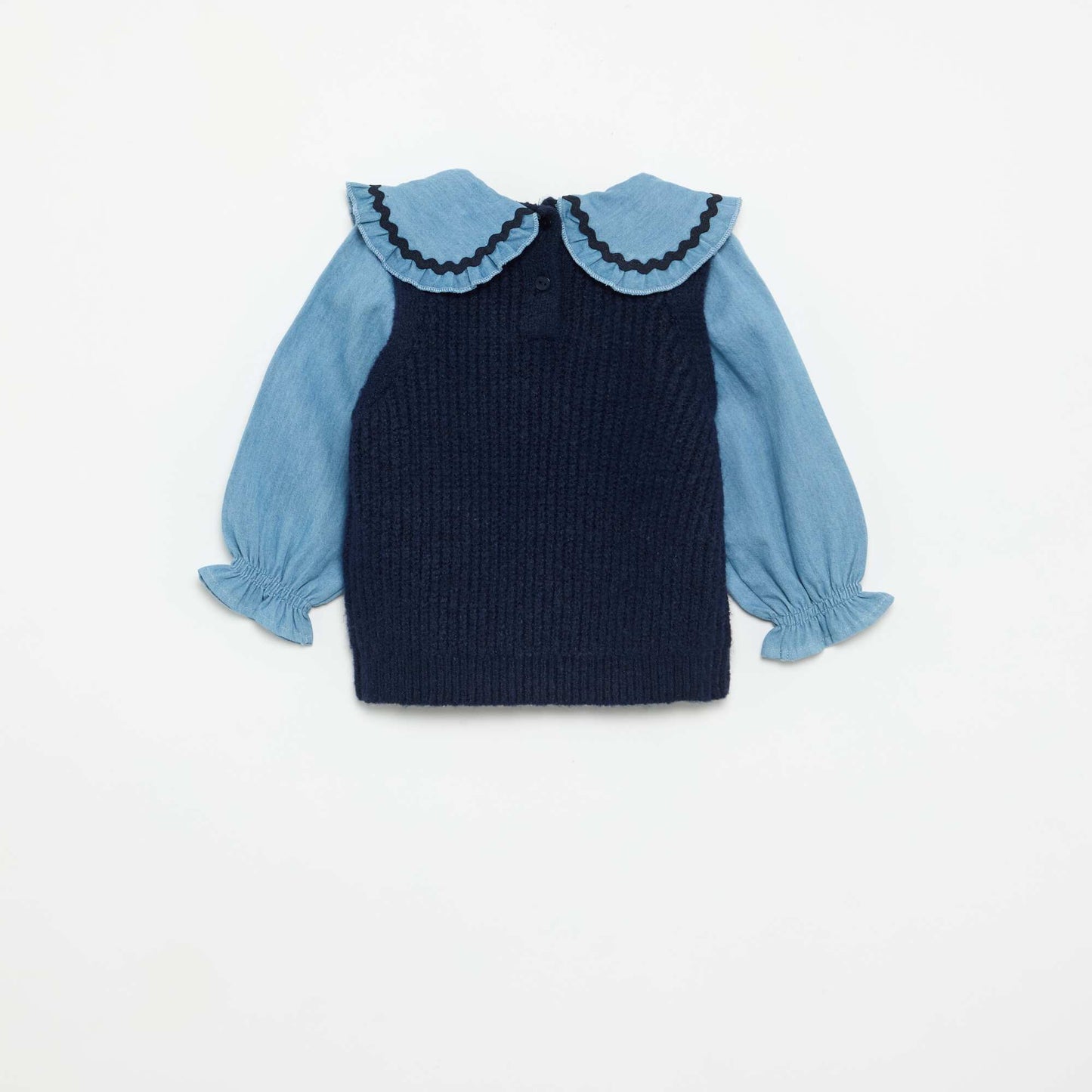 2-in-1 Sweater with Peter Pan Collar BLUE