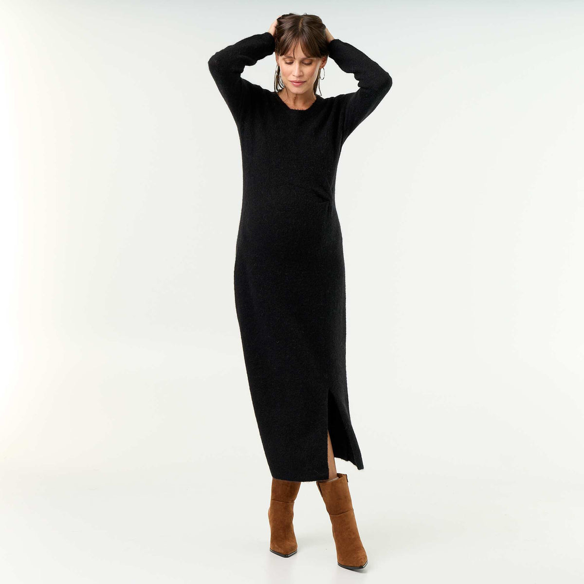 Blended Wool Maternity Dress BLACK