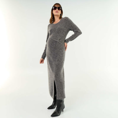 Blended Wool Maternity Dress GREY