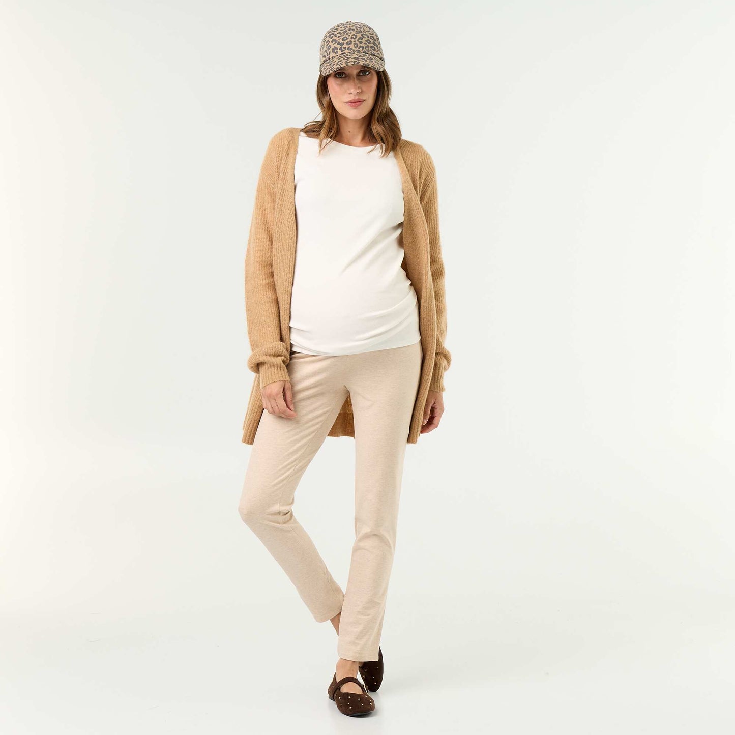 Long maternity cardigan in mohair blend BEIGE
