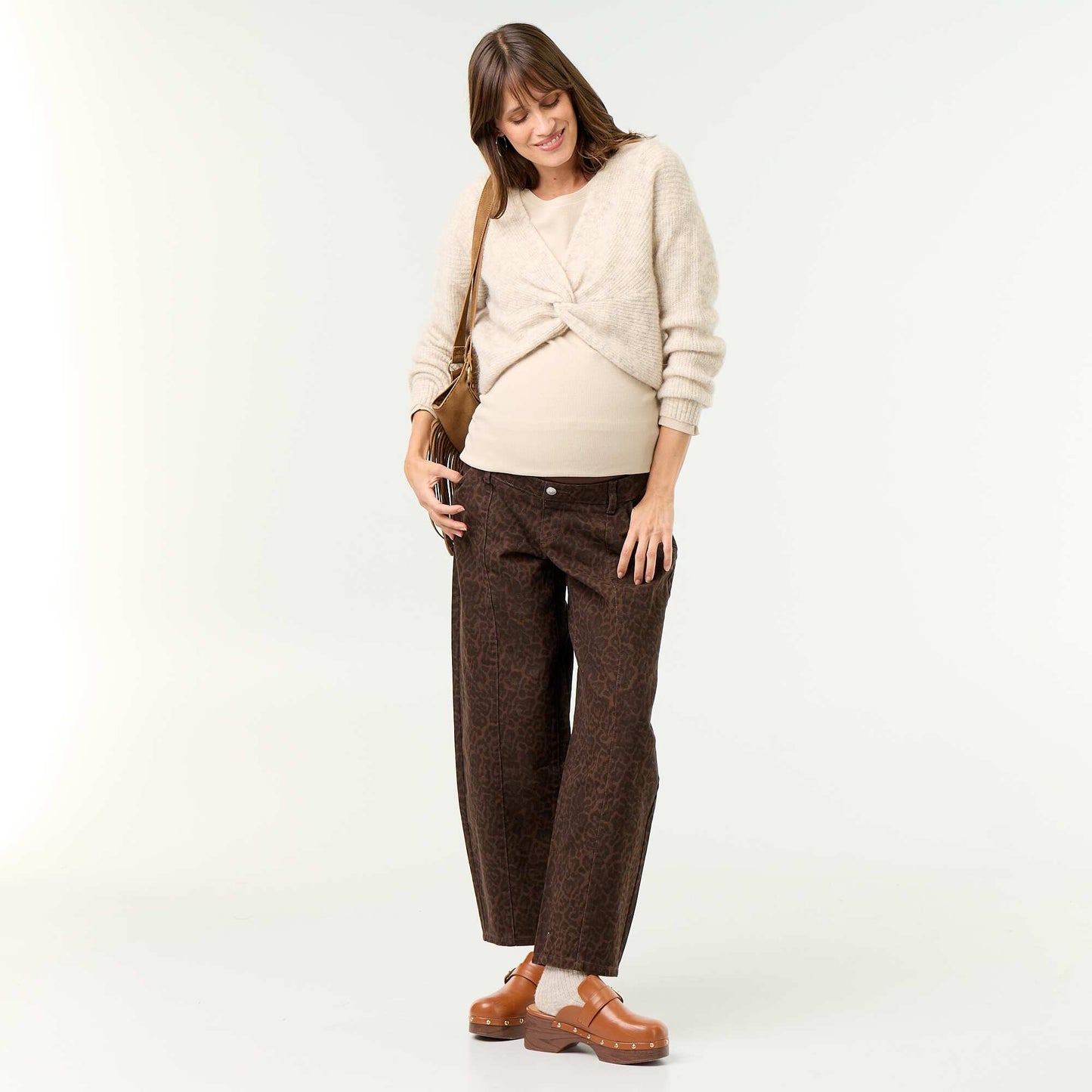 Cropped Twisted Maternity Jumper BEIGE