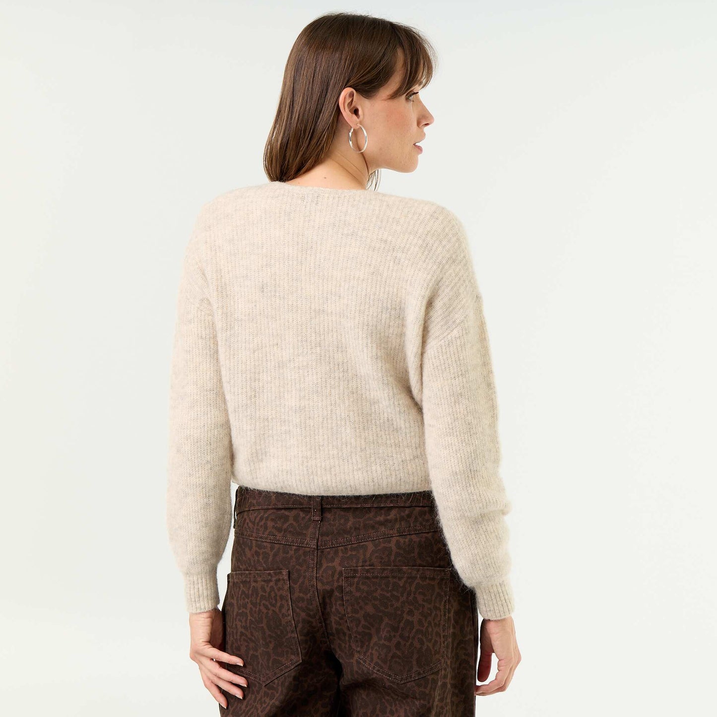 Cropped Twisted Maternity Jumper BEIGE