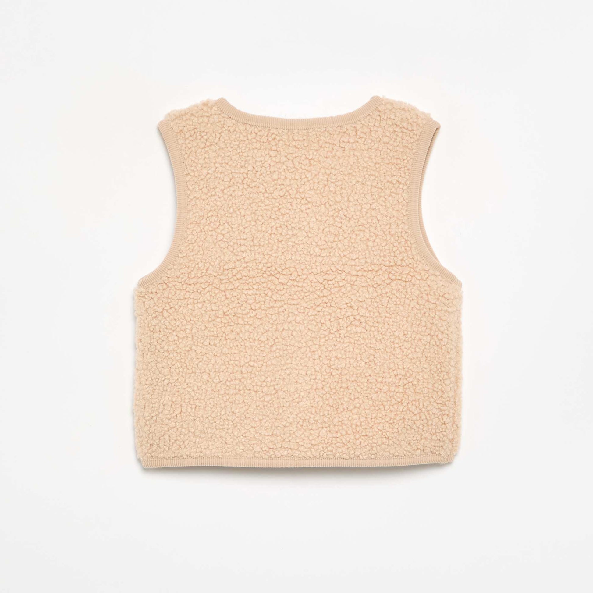 Sleeveless Faux Shearling Vest BEIGE