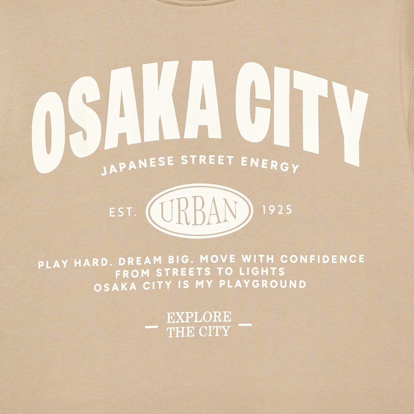 Short-sleeved printed T-shirt BEIGE
