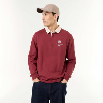 Rugby style polo with embroidered lettering BLUE