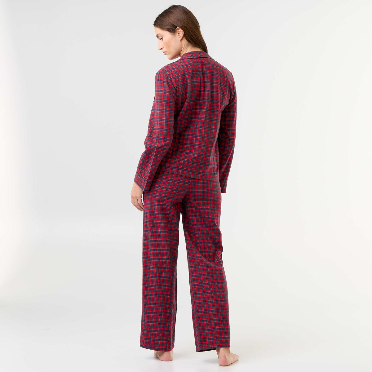 Plaid Flannel Pajama Set - 2 Pieces RED
